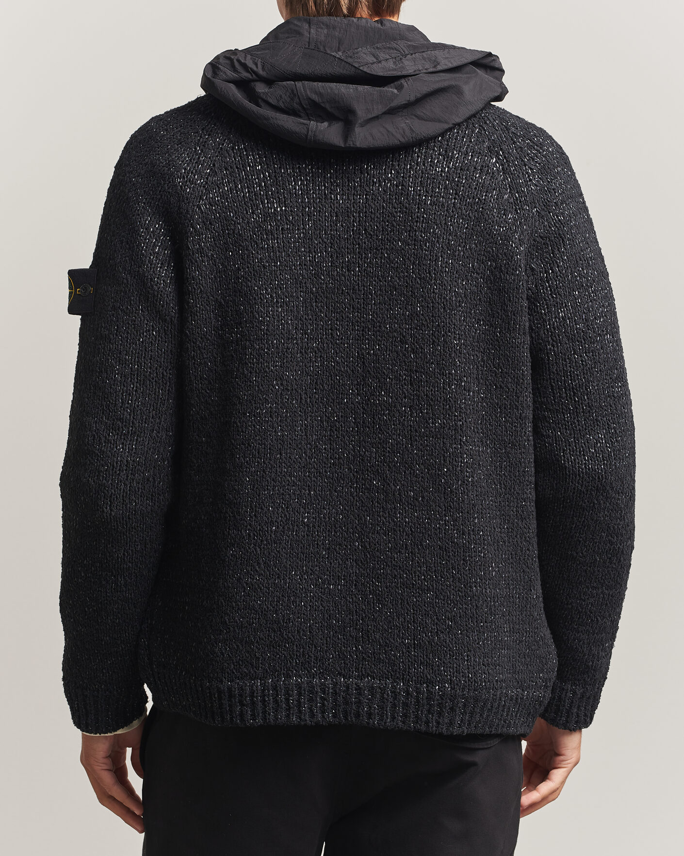 Mies | Puserot | Stone Island | Brushed Cotton/Nylon Reversible Zip Hood Black