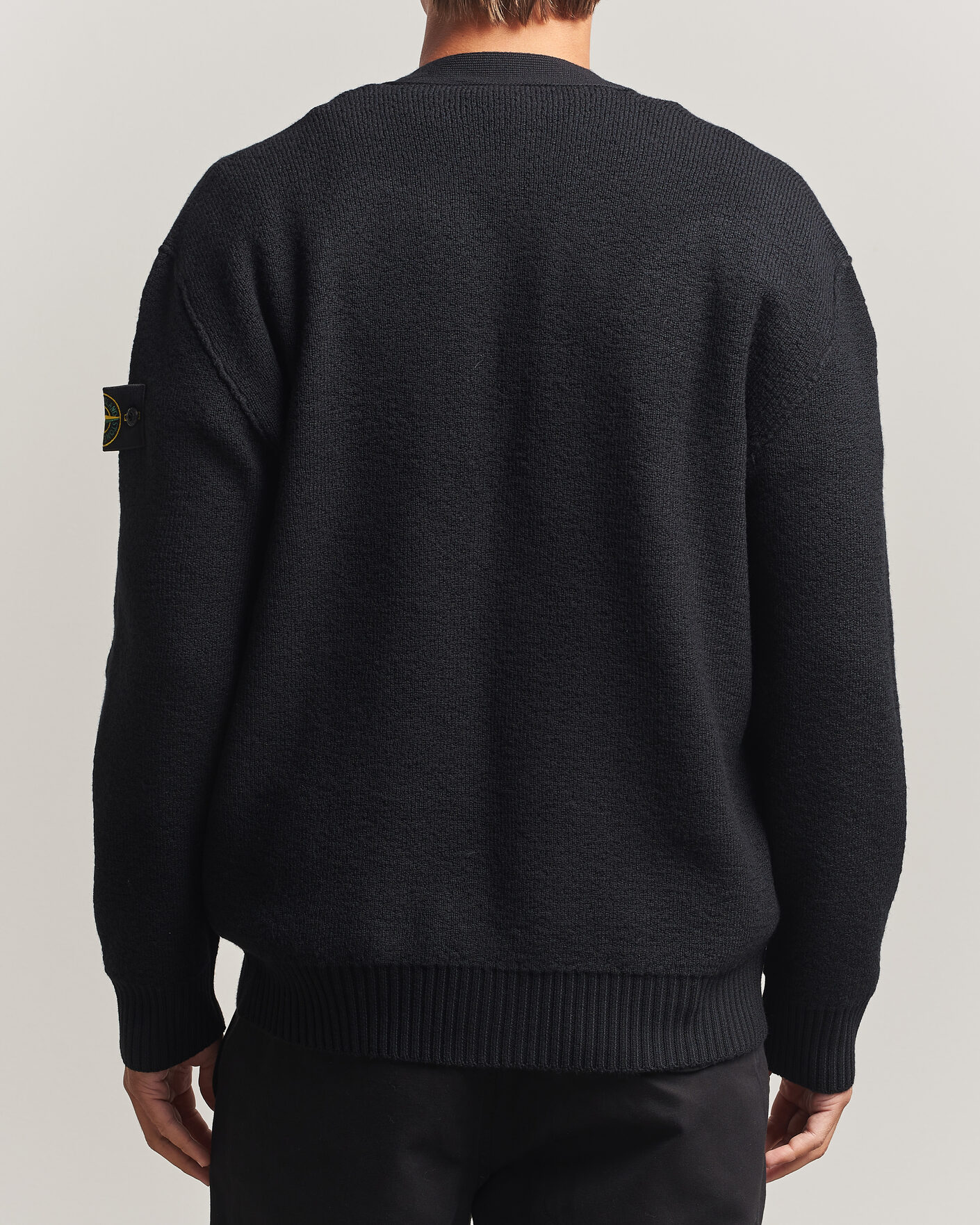 Mies | Puserot | Stone Island | Textured Stitch Wool Cardigan Black