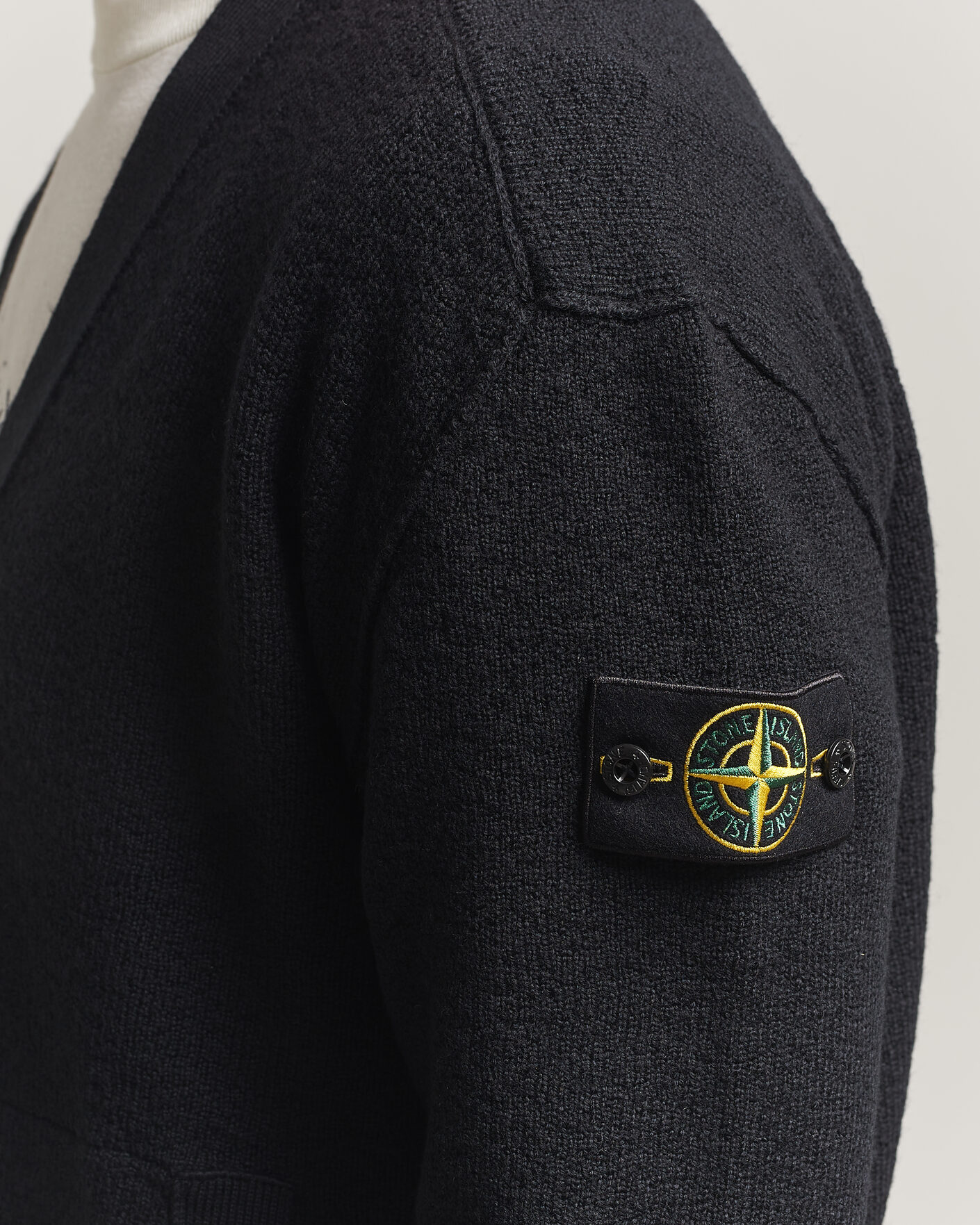 Mies | Puserot | Stone Island | Textured Stitch Wool Cardigan Black