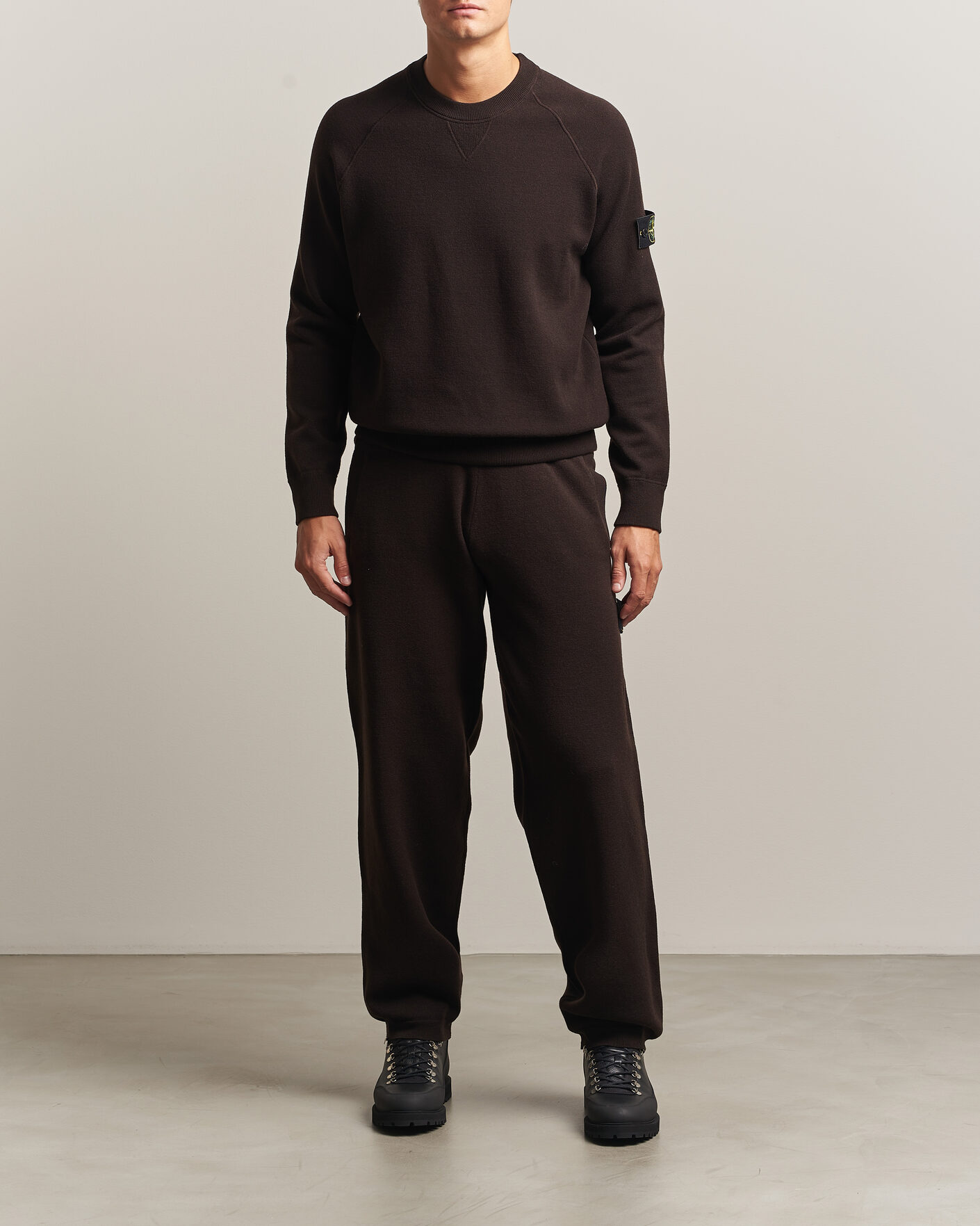 Mies | Puserot | Stone Island | Plush Stitch Stretch Wool Sweat Coal Grey