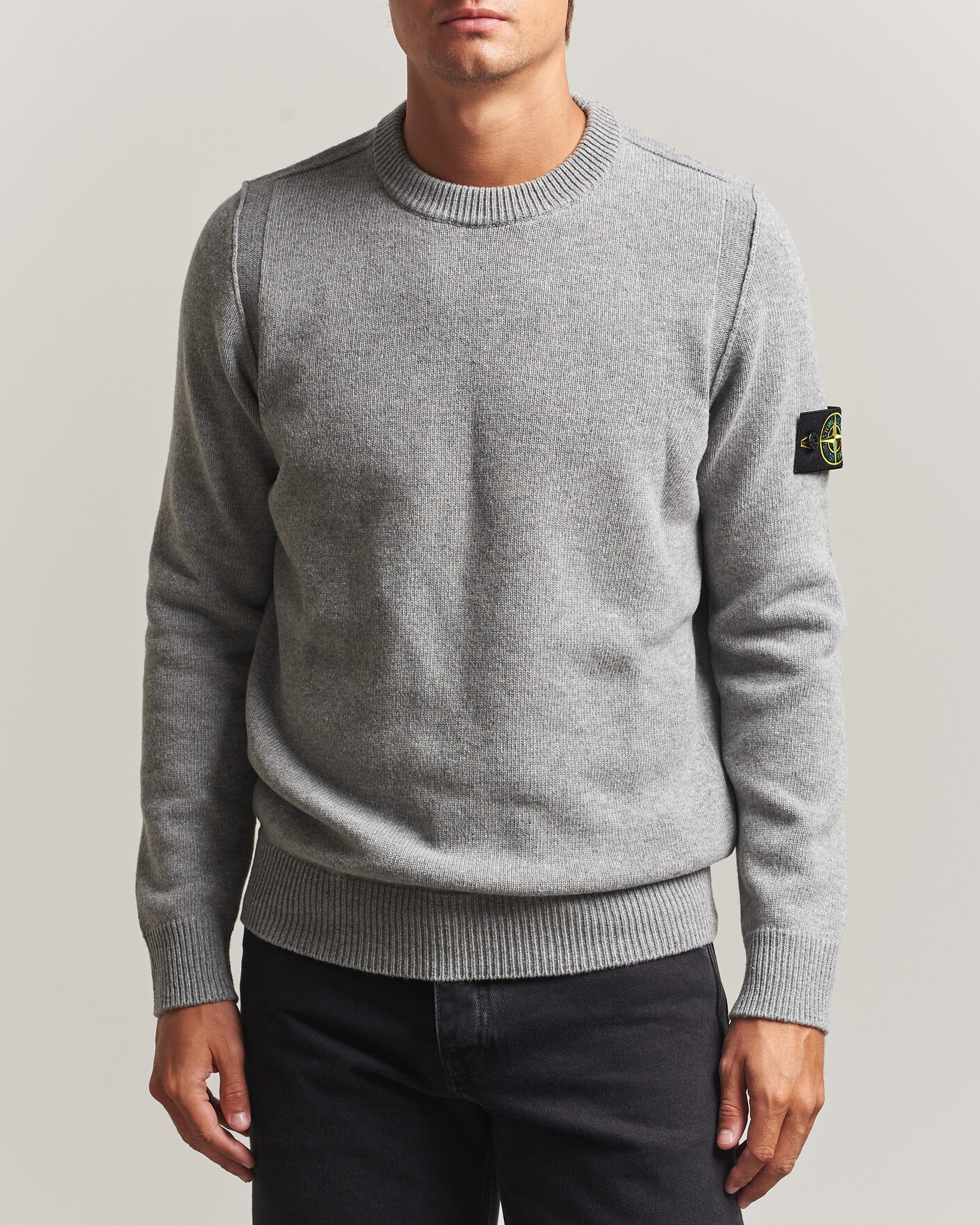 Mies | Puserot | Stone Island | Knitted Lambswool Crew Neck Grey Melange