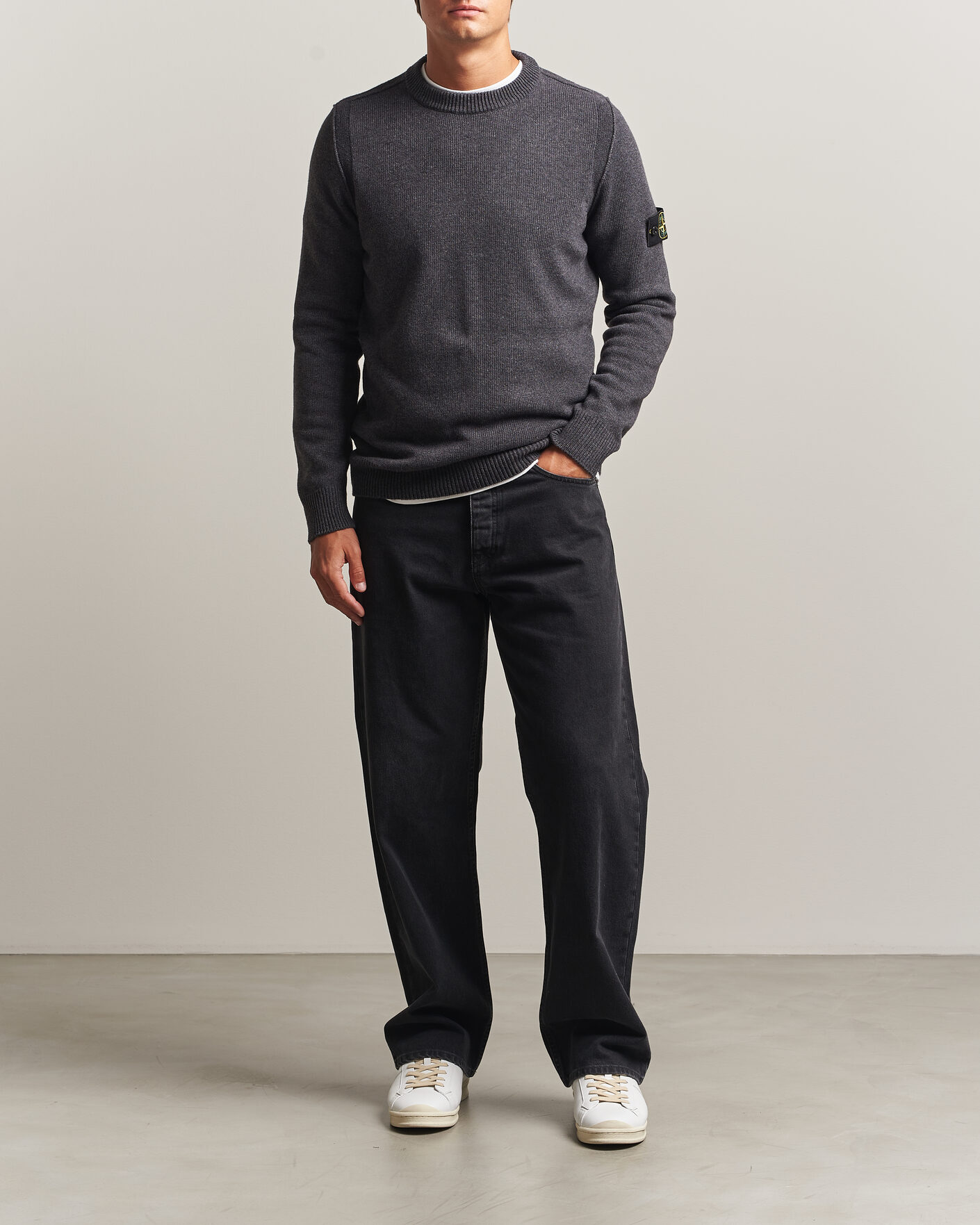 Mies | Puserot | Stone Island | Knitted Lambswool Crew Neck Melange Lead