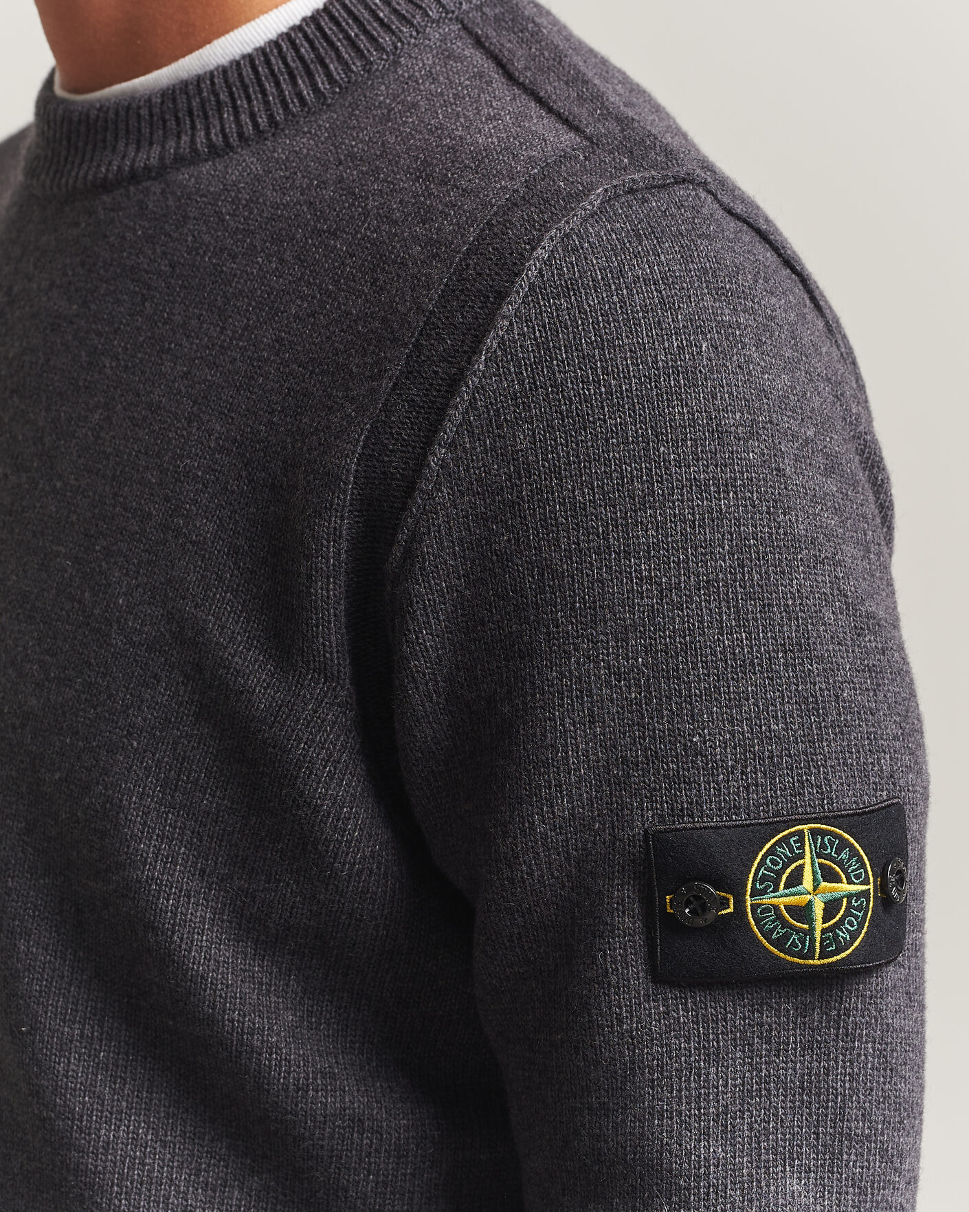 Mies | Puserot | Stone Island | Knitted Lambswool Crew Neck Melange Lead