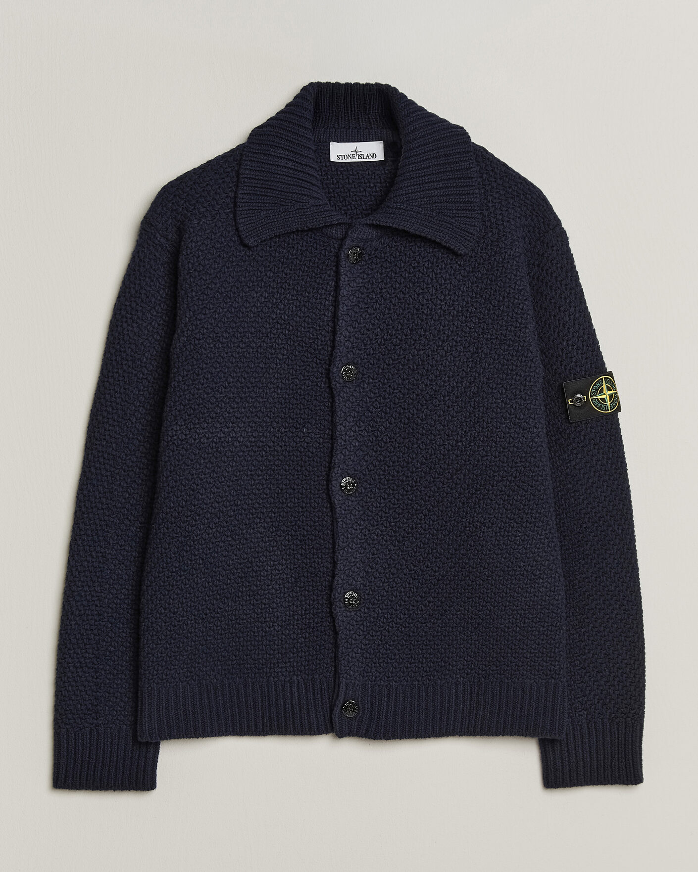 Mies | Puserot | Stone Island | Basket Stitch Lambswool Cardigan Navy Blue