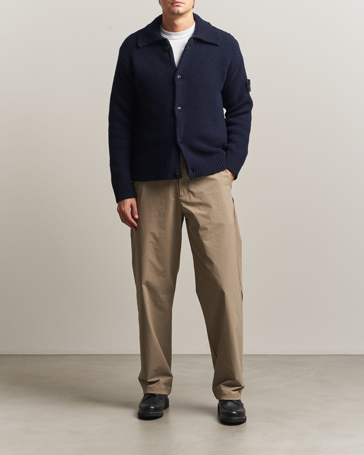 Mies | Puserot | Stone Island | Basket Stitch Lambswool Cardigan Navy Blue