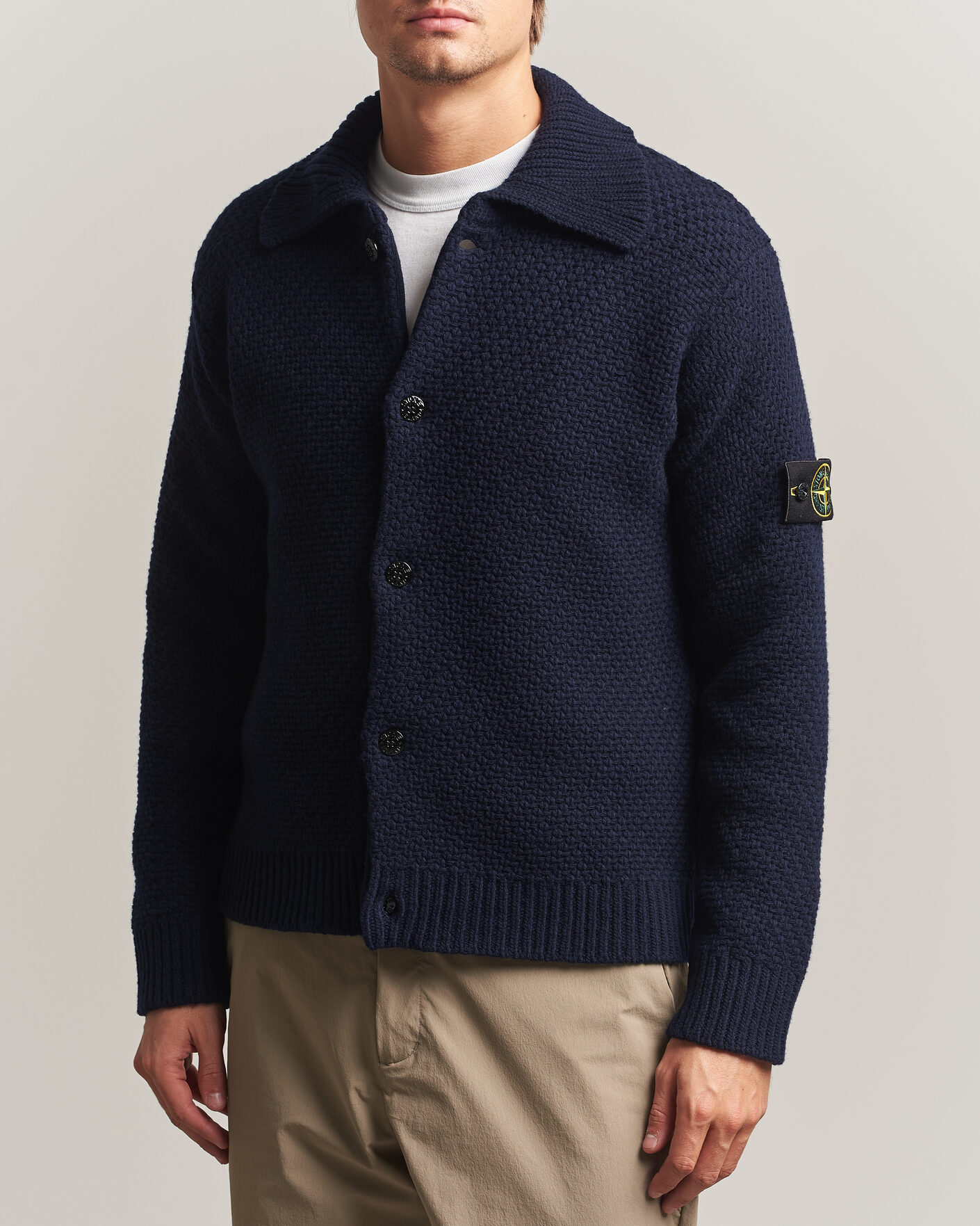 Mies | Puserot | Stone Island | Basket Stitch Lambswool Cardigan Navy Blue