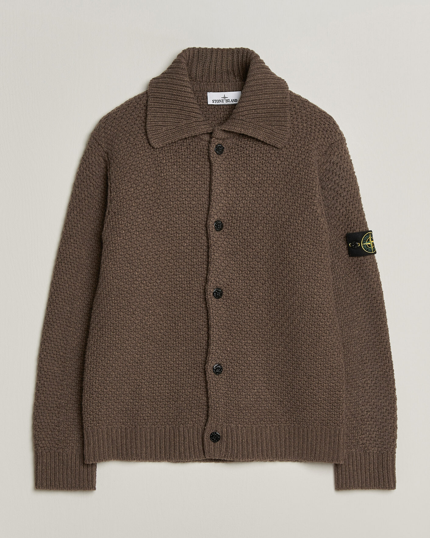 Mies | Puserot | Stone Island | Basket Stitch Lambswool Cardigan Umber Melange