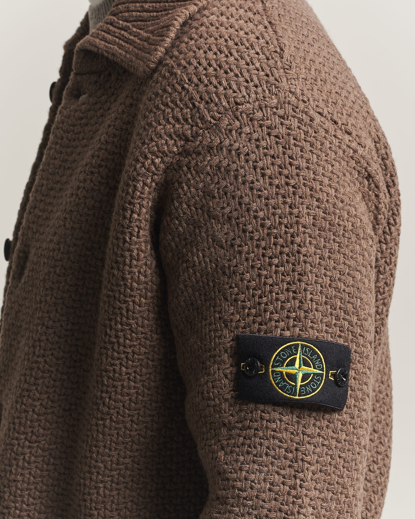 Mies | Puserot | Stone Island | Basket Stitch Lambswool Cardigan Umber Melange