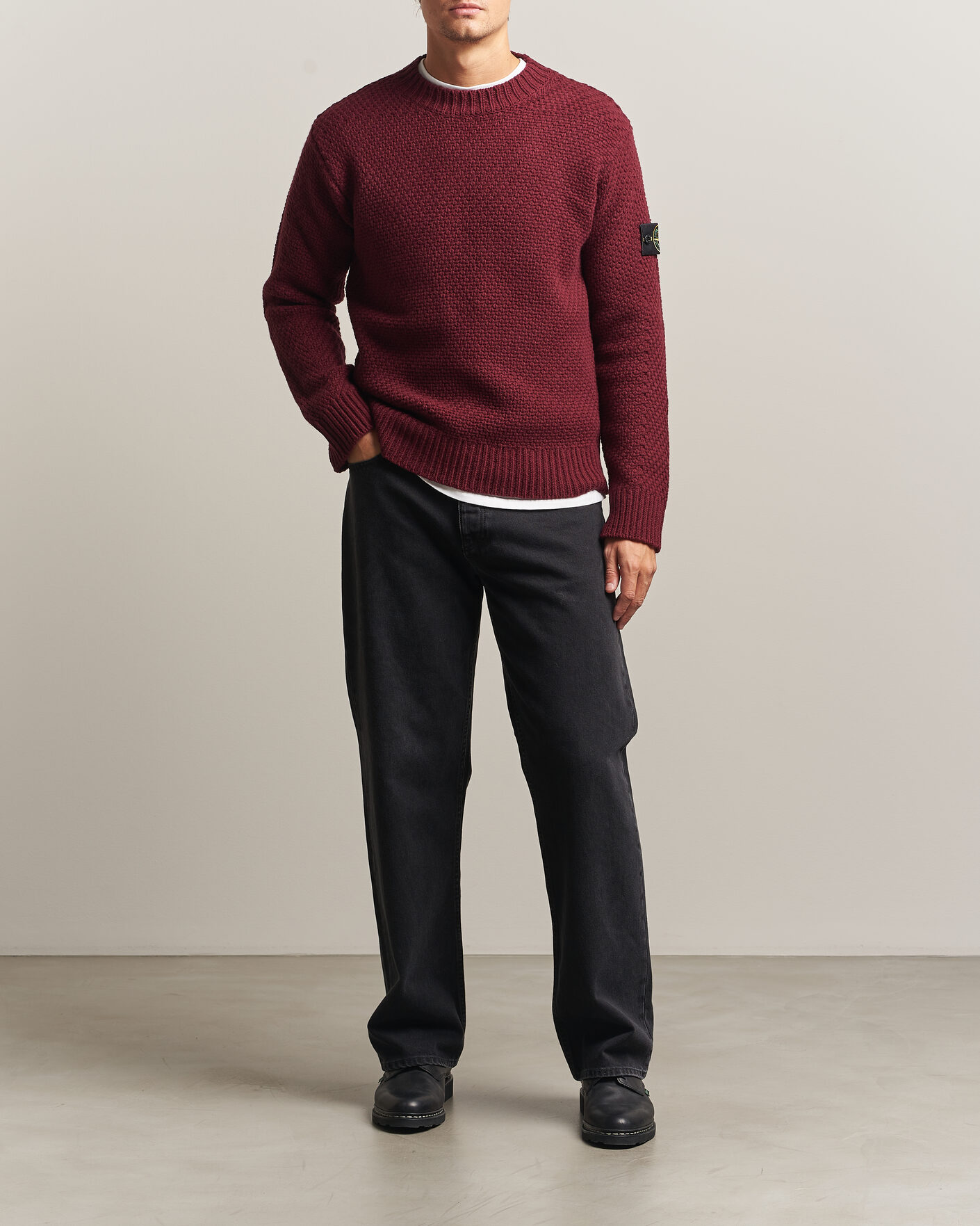 Mies | Puserot | Stone Island | Basket Stitch Lambswool Crew Neck Amaranth