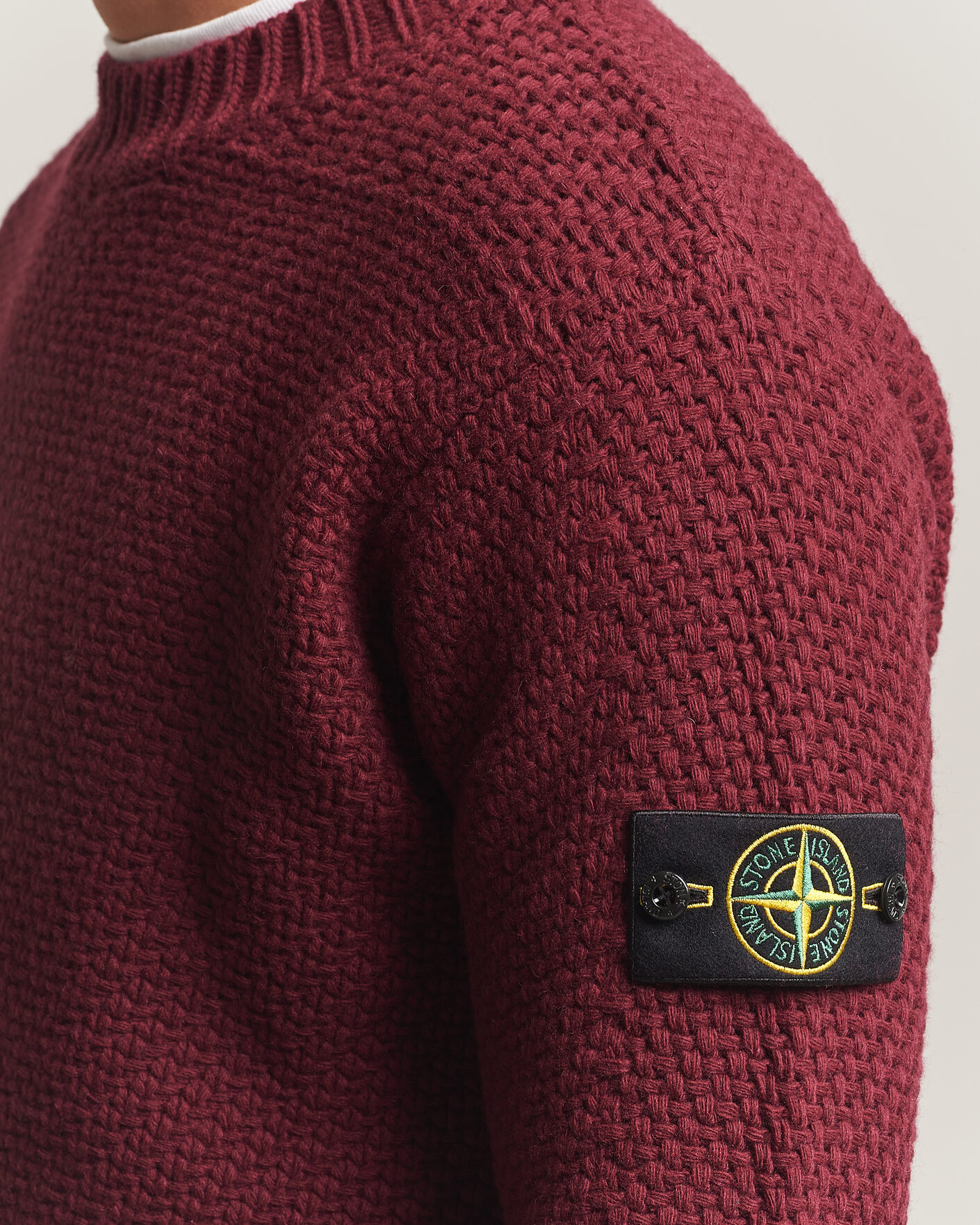 Mies | Puserot | Stone Island | Basket Stitch Lambswool Crew Neck Amaranth