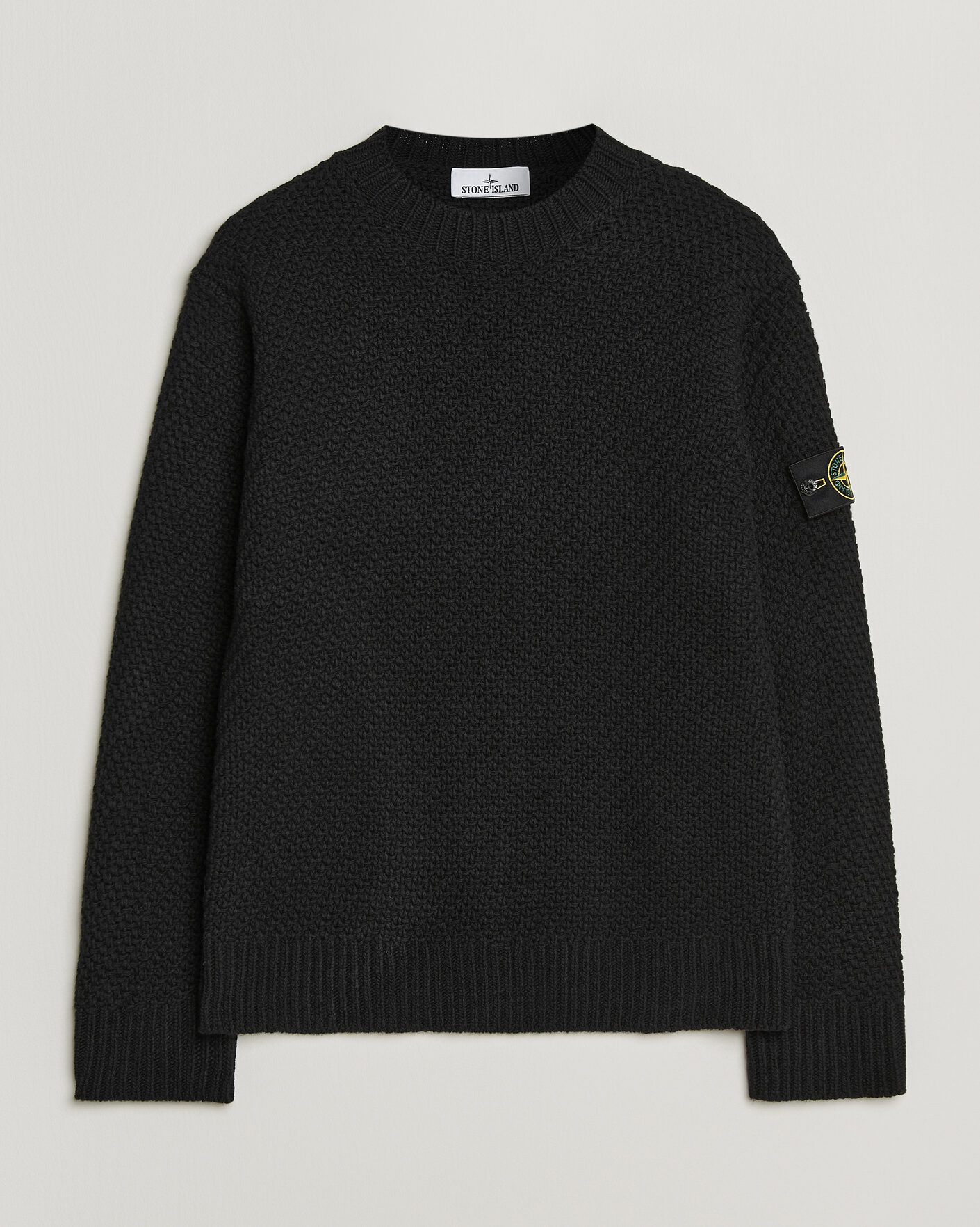 Mies | Puserot | Stone Island | Basket Stitch Lambswool Crew Neck Black