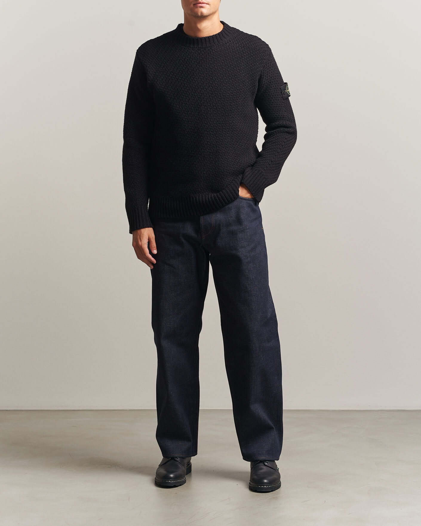 Mies | Puserot | Stone Island | Basket Stitch Lambswool Crew Neck Black