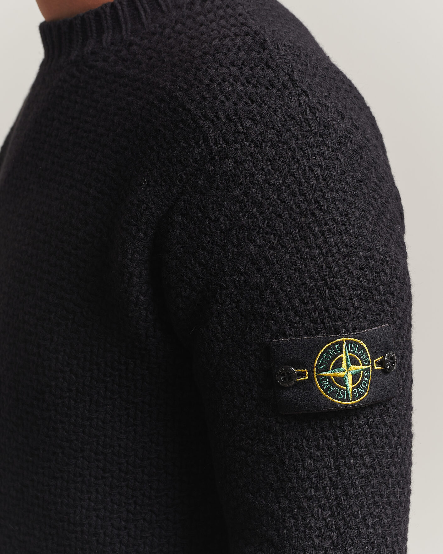 Mies | Puserot | Stone Island | Basket Stitch Lambswool Crew Neck Black