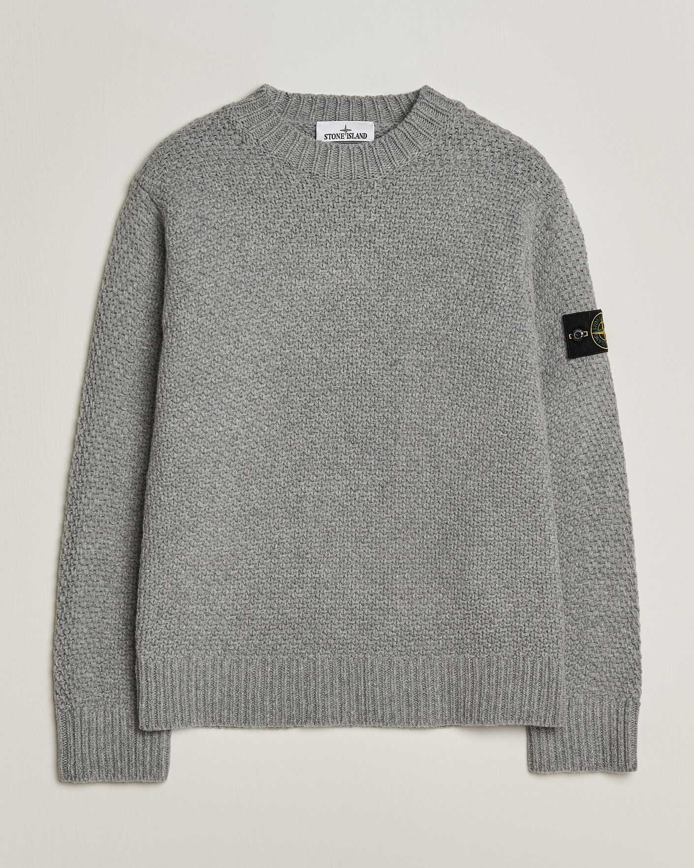 Mies | Puserot | Stone Island | Basket Stitch Lambswool Crew Neck Grey Melange