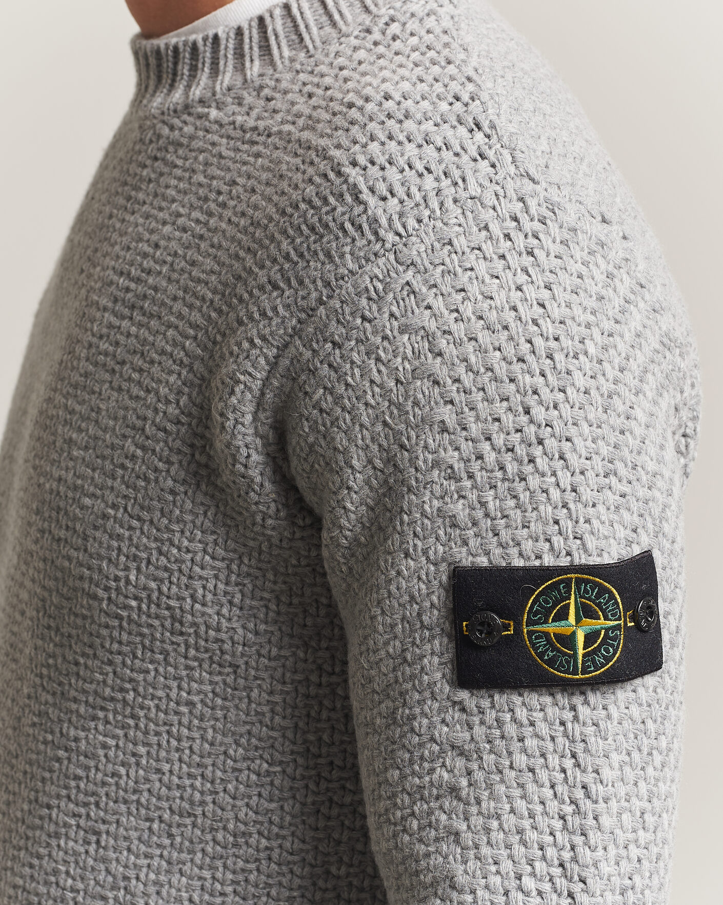 Mies | Puserot | Stone Island | Basket Stitch Lambswool Crew Neck Grey Melange