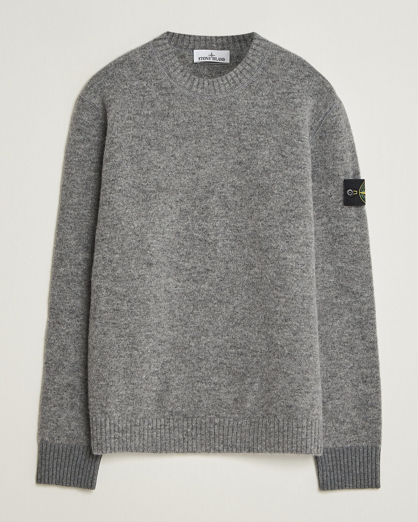 Mies | Puserot | Stone Island | Baby Alpaca Blend Contrast Crew Grey Melange