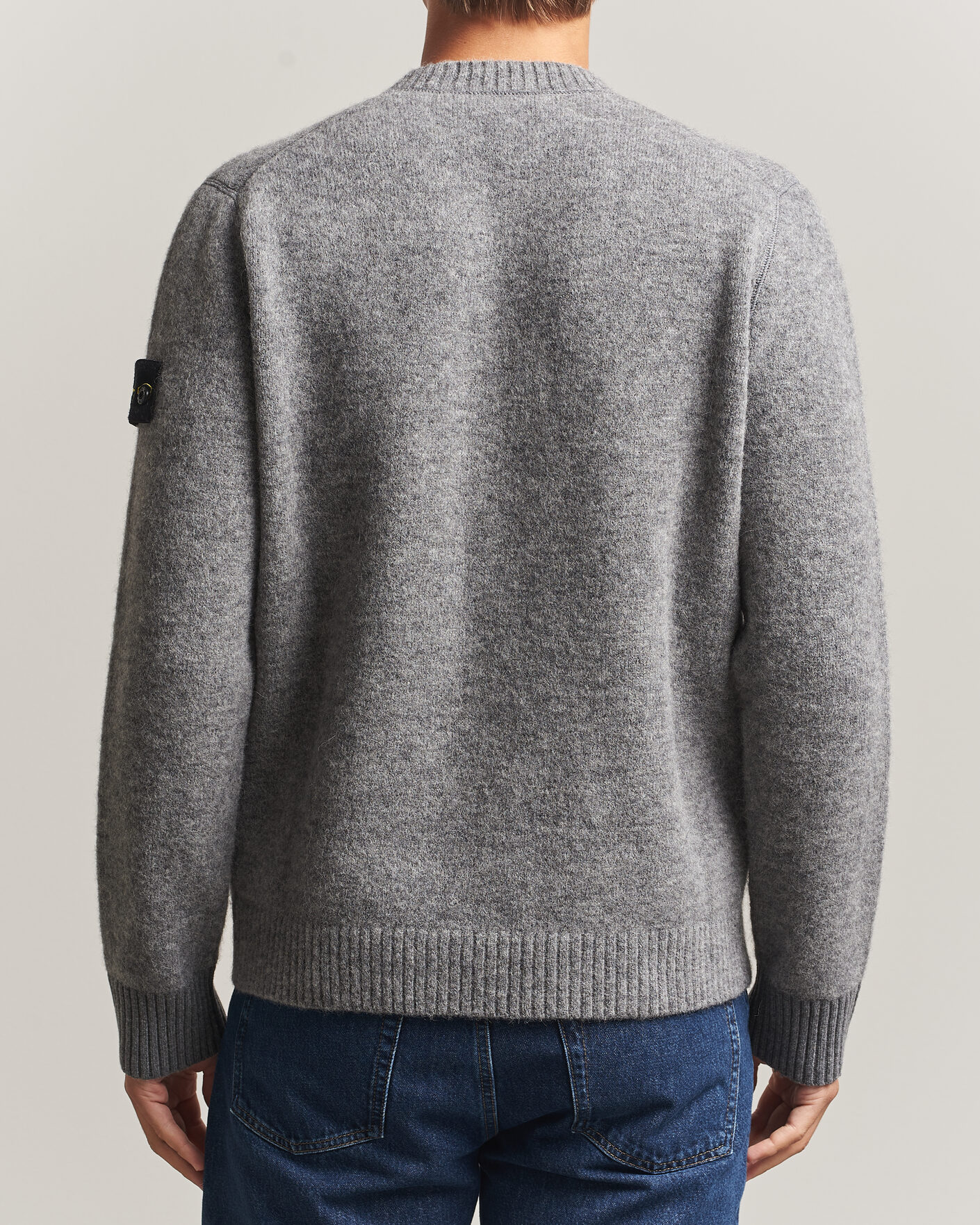 Mies | Puserot | Stone Island | Baby Alpaca Blend Contrast Crew Grey Melange