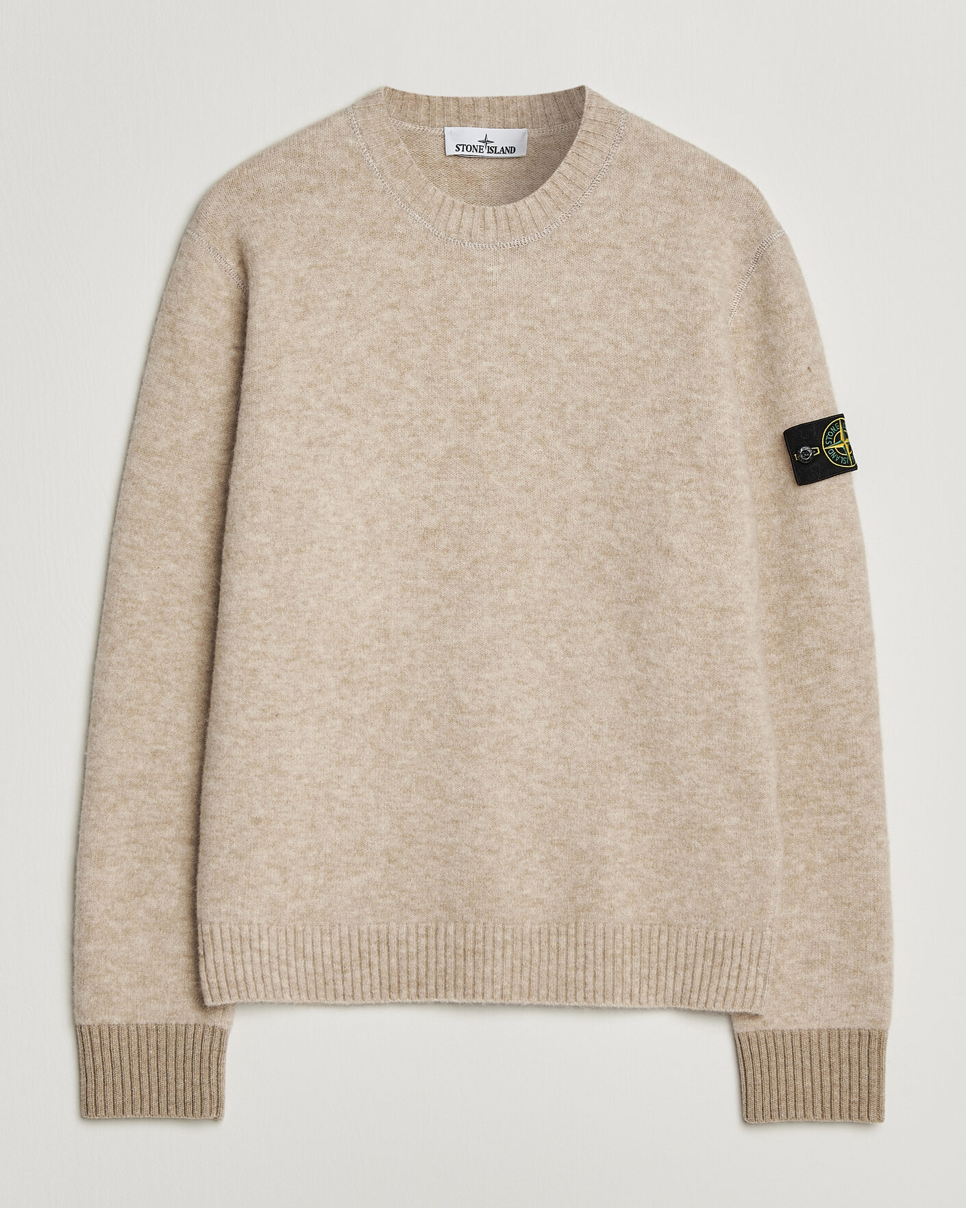 Mies | Puserot | Stone Island | Baby Alpaca Blend Contrast Crew Beige Melange