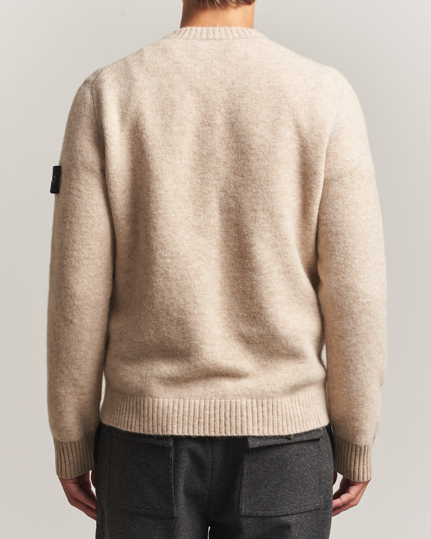 Mies | Puserot | Stone Island | Baby Alpaca Blend Contrast Crew Beige Melange