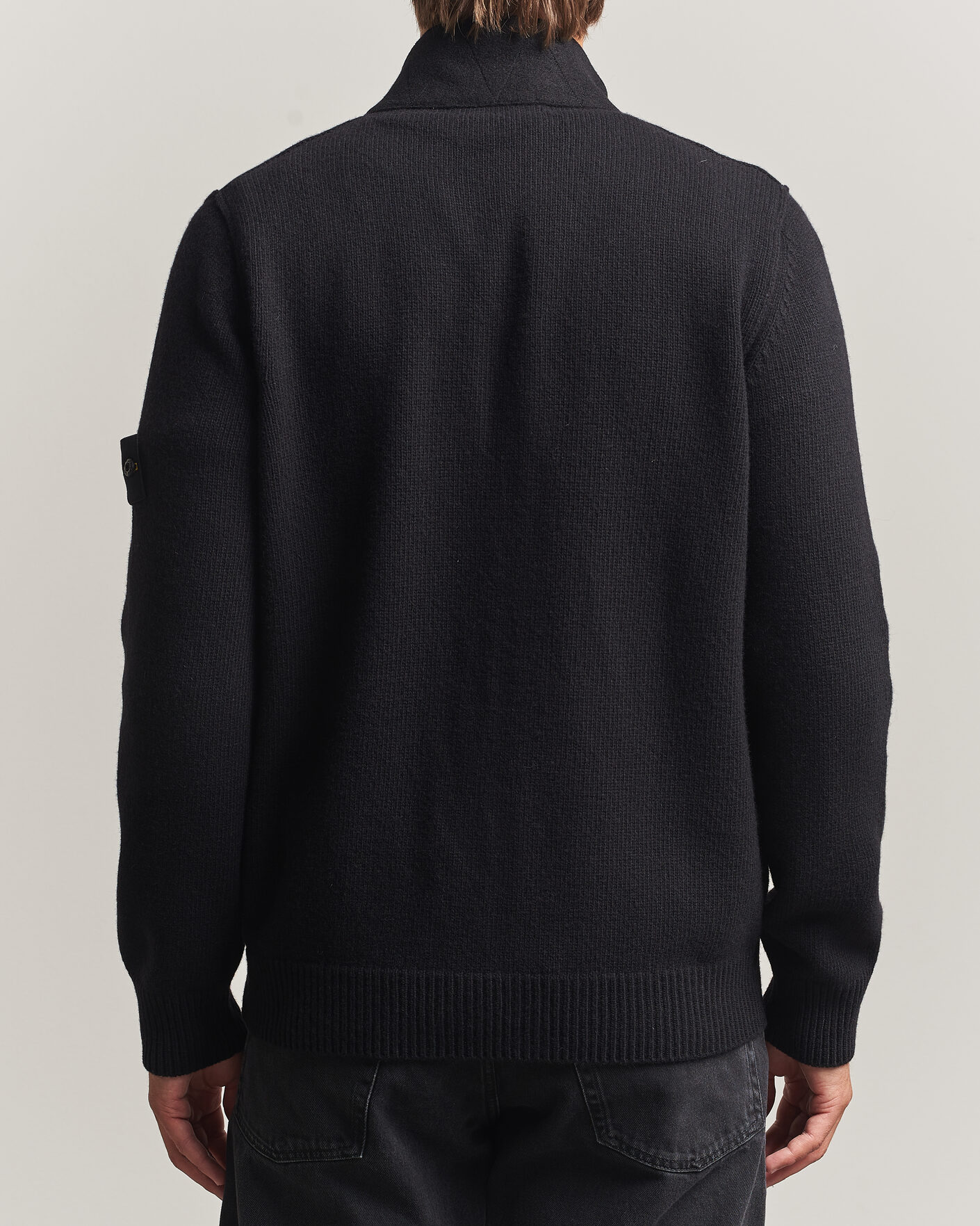 Mies | Puserot | Stone Island | Knitted Lambswool Zip Button Cardigan Black