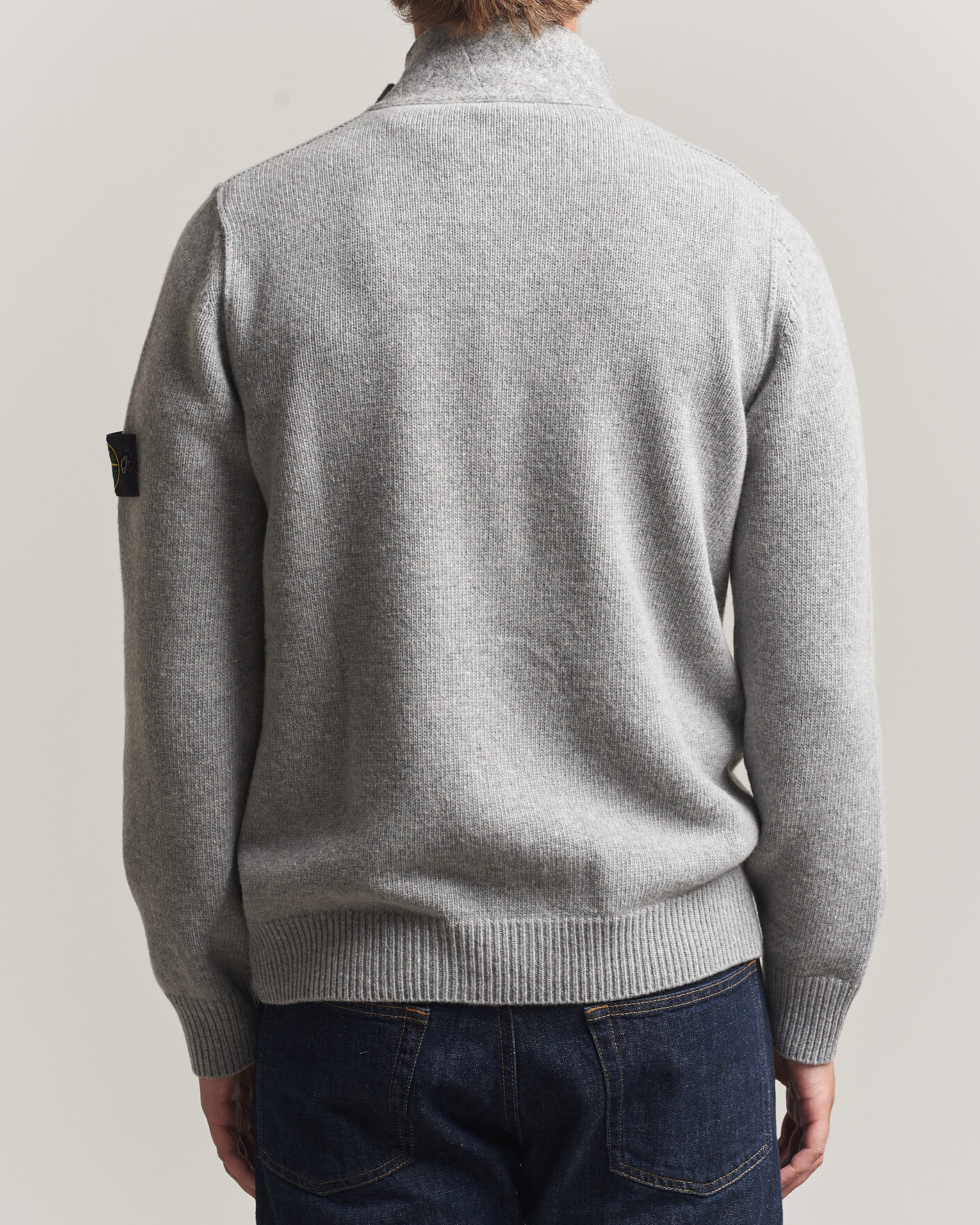 Mies | Puserot | Stone Island | Knitted Lambswool Zip Button Cardigan Grey Melange
