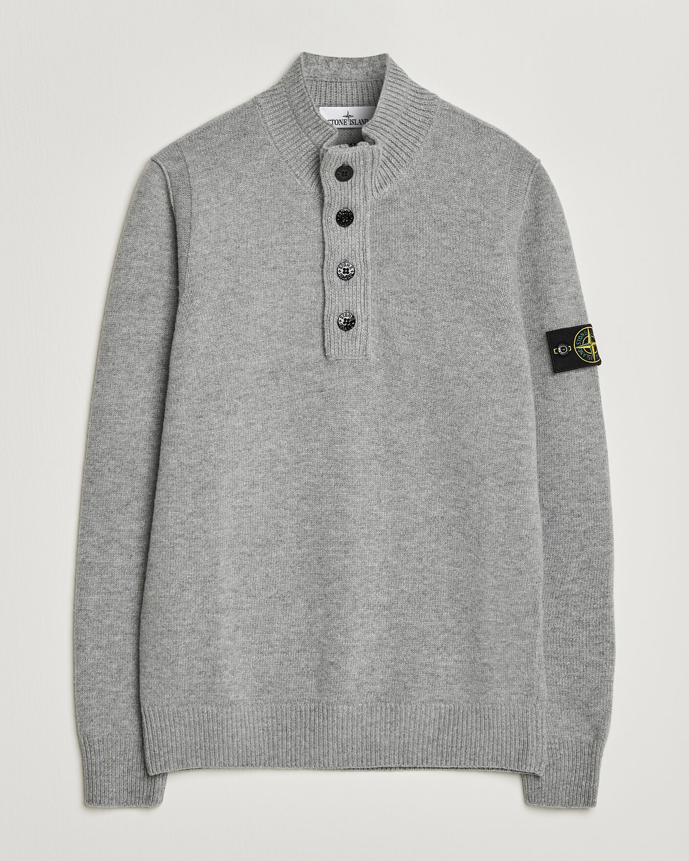 Mies | Puserot | Stone Island | Knitted Lambswool Half Button Zip Grey Melange