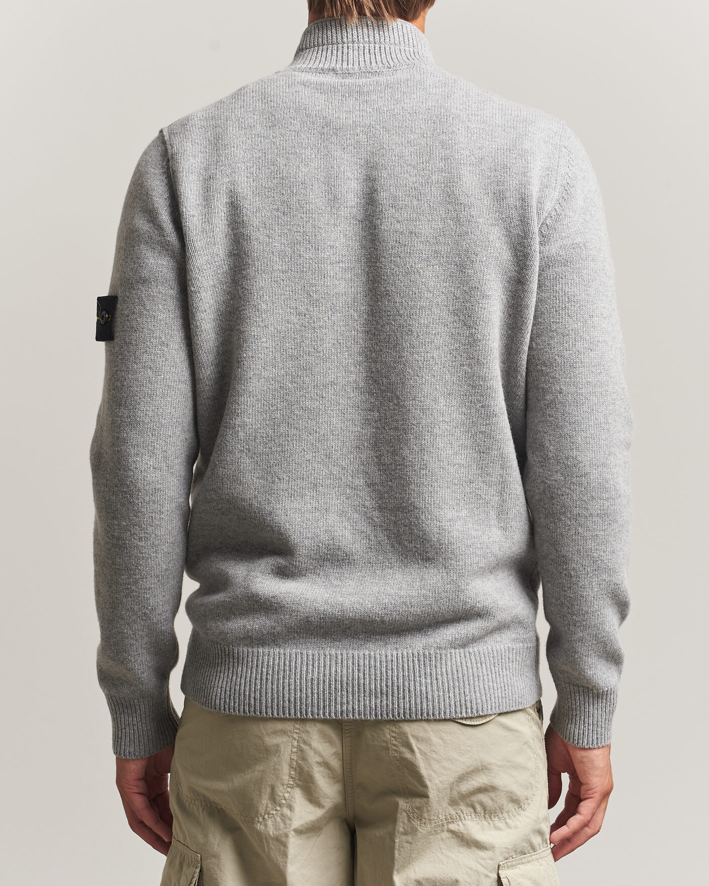Mies | Puserot | Stone Island | Knitted Lambswool Half Button Zip Grey Melange