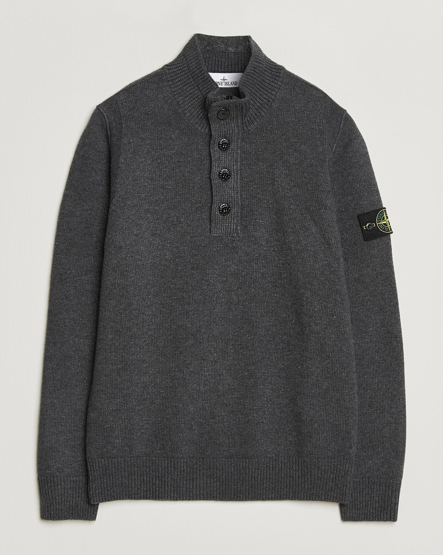 Mies | Puserot | Stone Island | Knitted Lambswool Half Button Zip Melange Lead