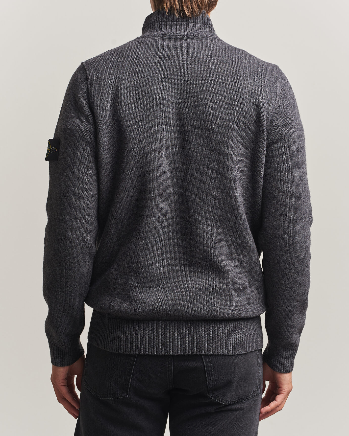 Mies | Puserot | Stone Island | Knitted Lambswool Half Button Zip Melange Lead