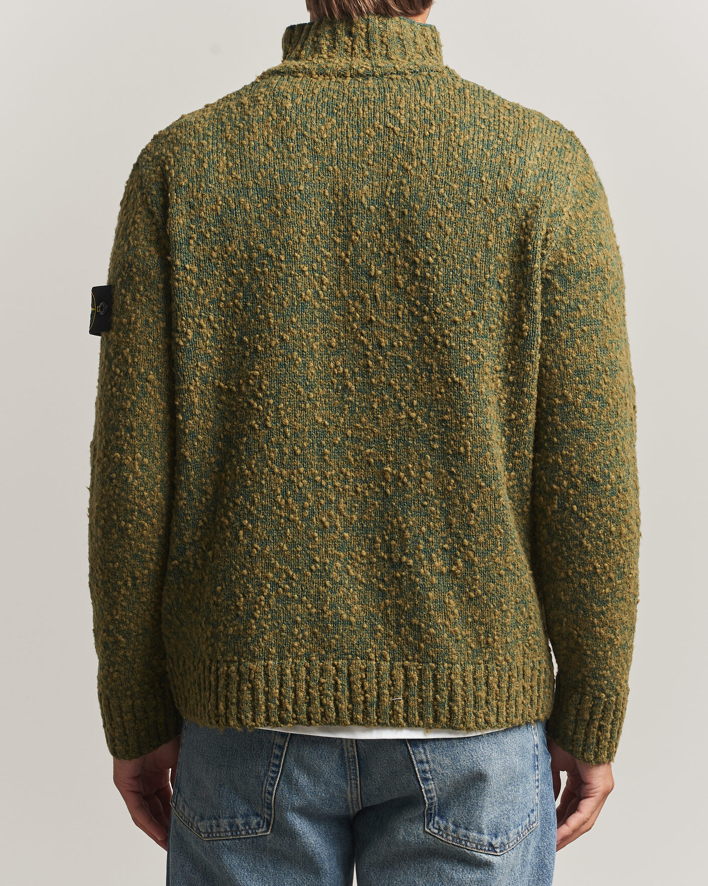 Mies | Puserot | Stone Island | Speckled Wool/Nylon Half Zip Dark Green Melange