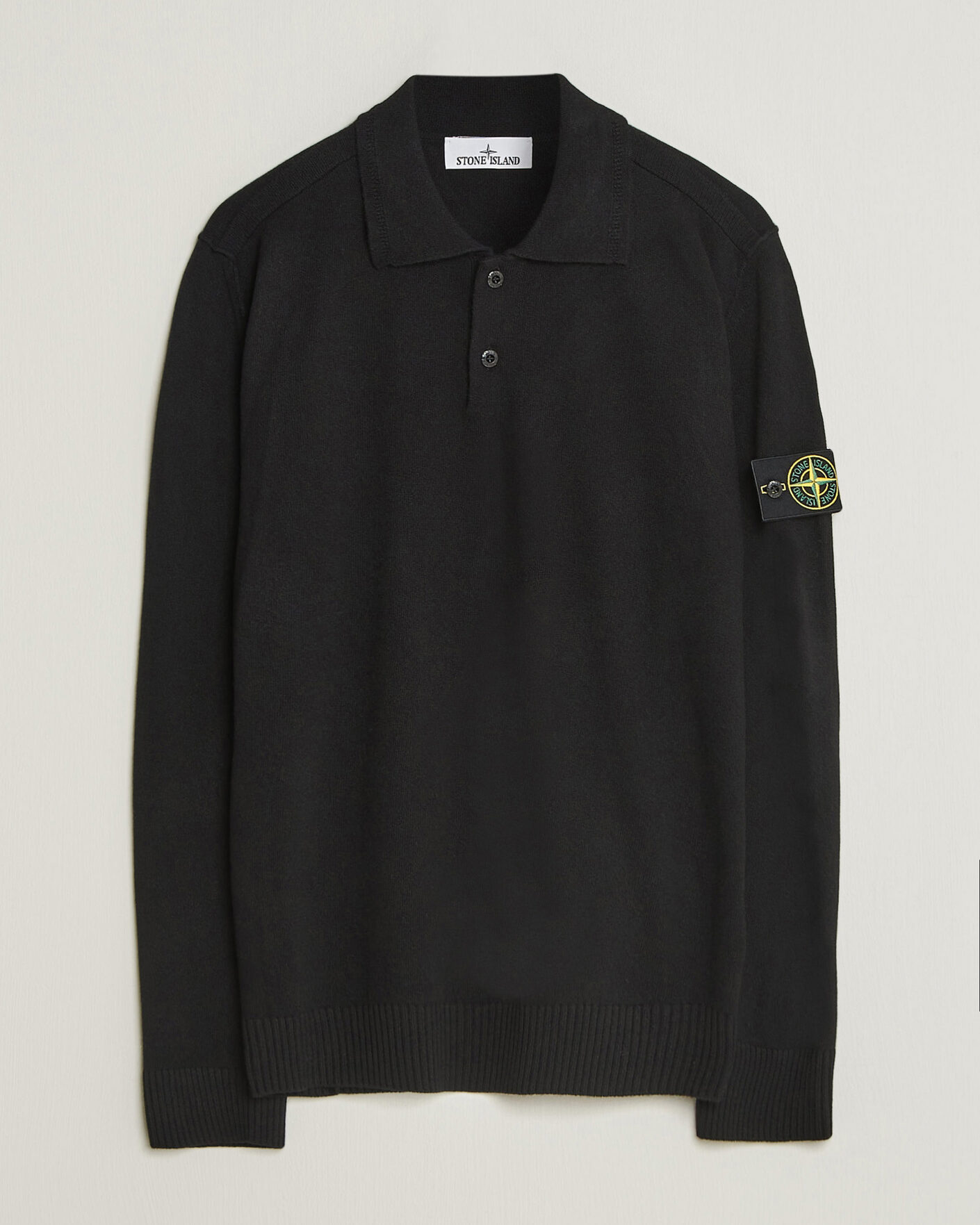 Mies | Puserot | Stone Island | Knitted Geelong Wool Polo Black