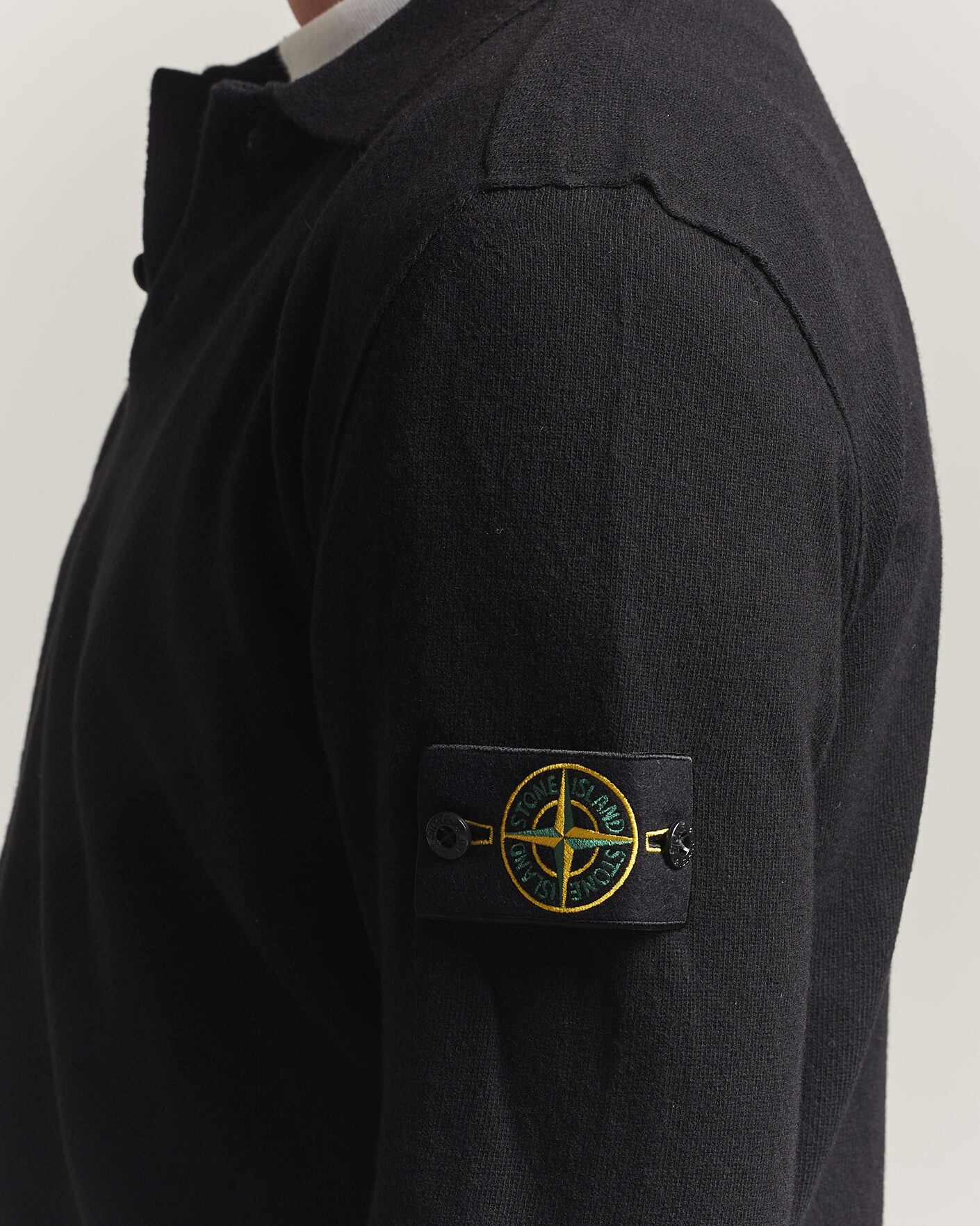 Mies | Puserot | Stone Island | Knitted Geelong Wool Polo Black