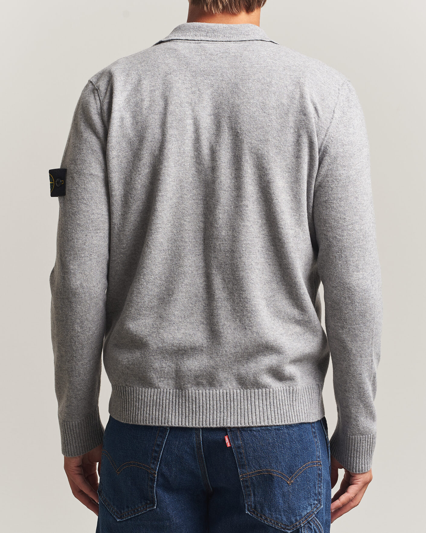 Mies | Puserot | Stone Island | Knitted Geelong Wool Polo Grey Melange