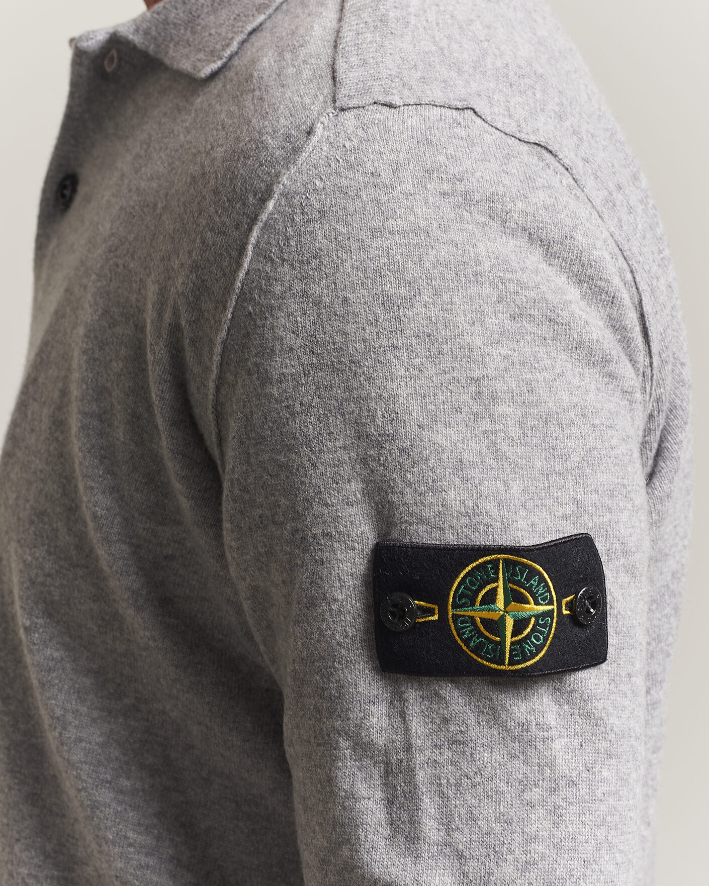 Mies | Puserot | Stone Island | Knitted Geelong Wool Polo Grey Melange