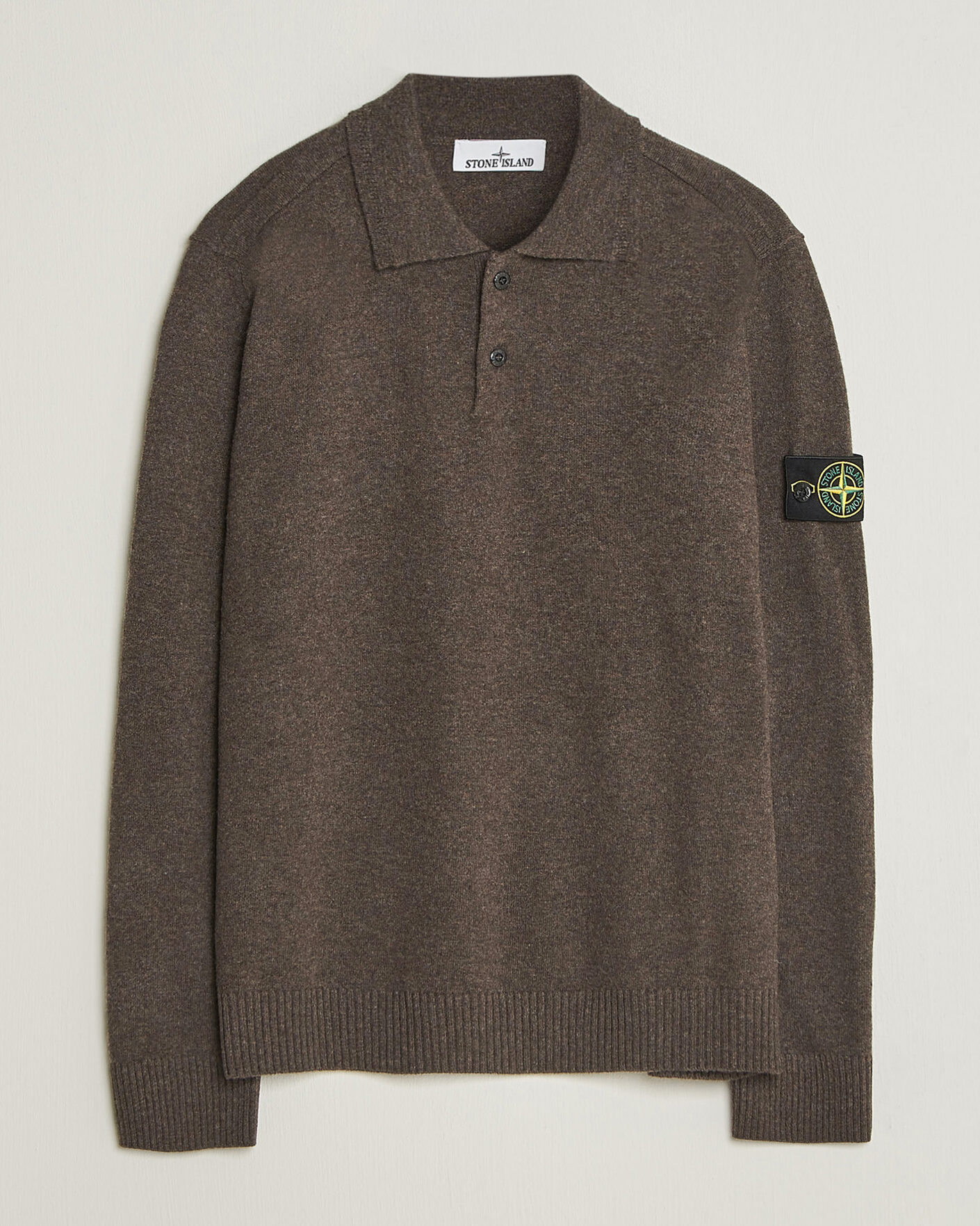 Mies | Puserot | Stone Island | Knitted Geelong Wool Polo Melange Lead