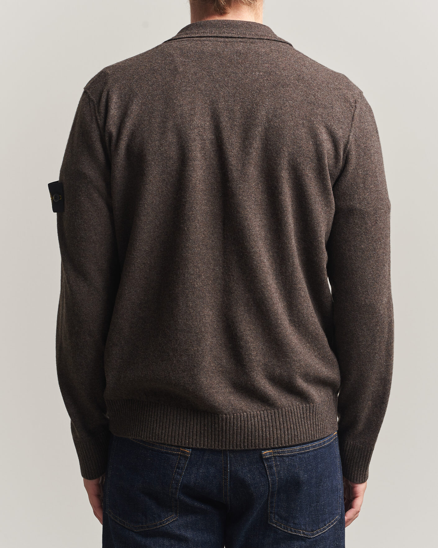 Mies | Puserot | Stone Island | Knitted Geelong Wool Polo Melange Lead