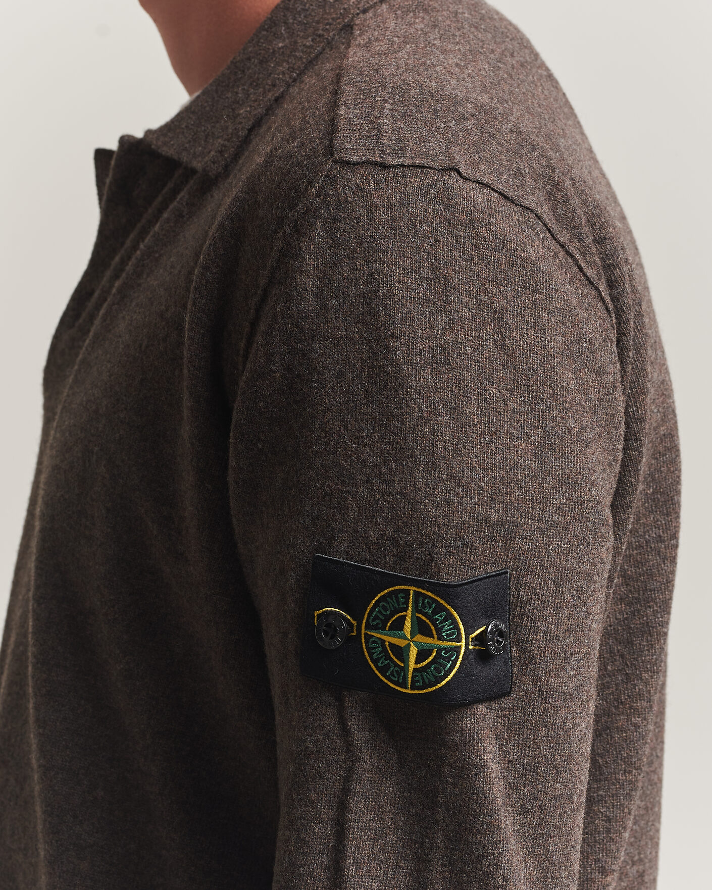Mies | Puserot | Stone Island | Knitted Geelong Wool Polo Melange Lead