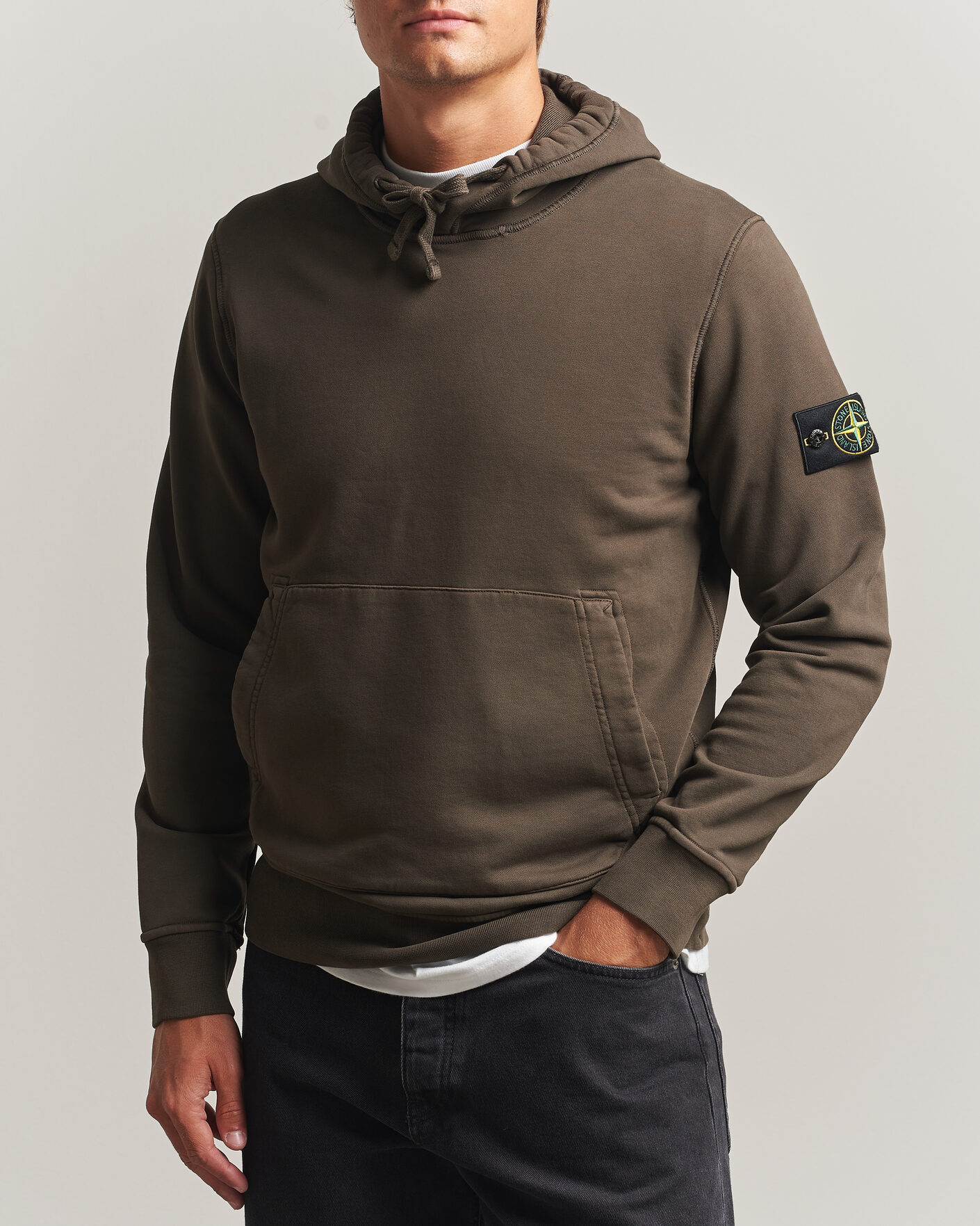 Mies | Puserot | Stone Island | Garment Dyed Fleece Hood Coal Grey
