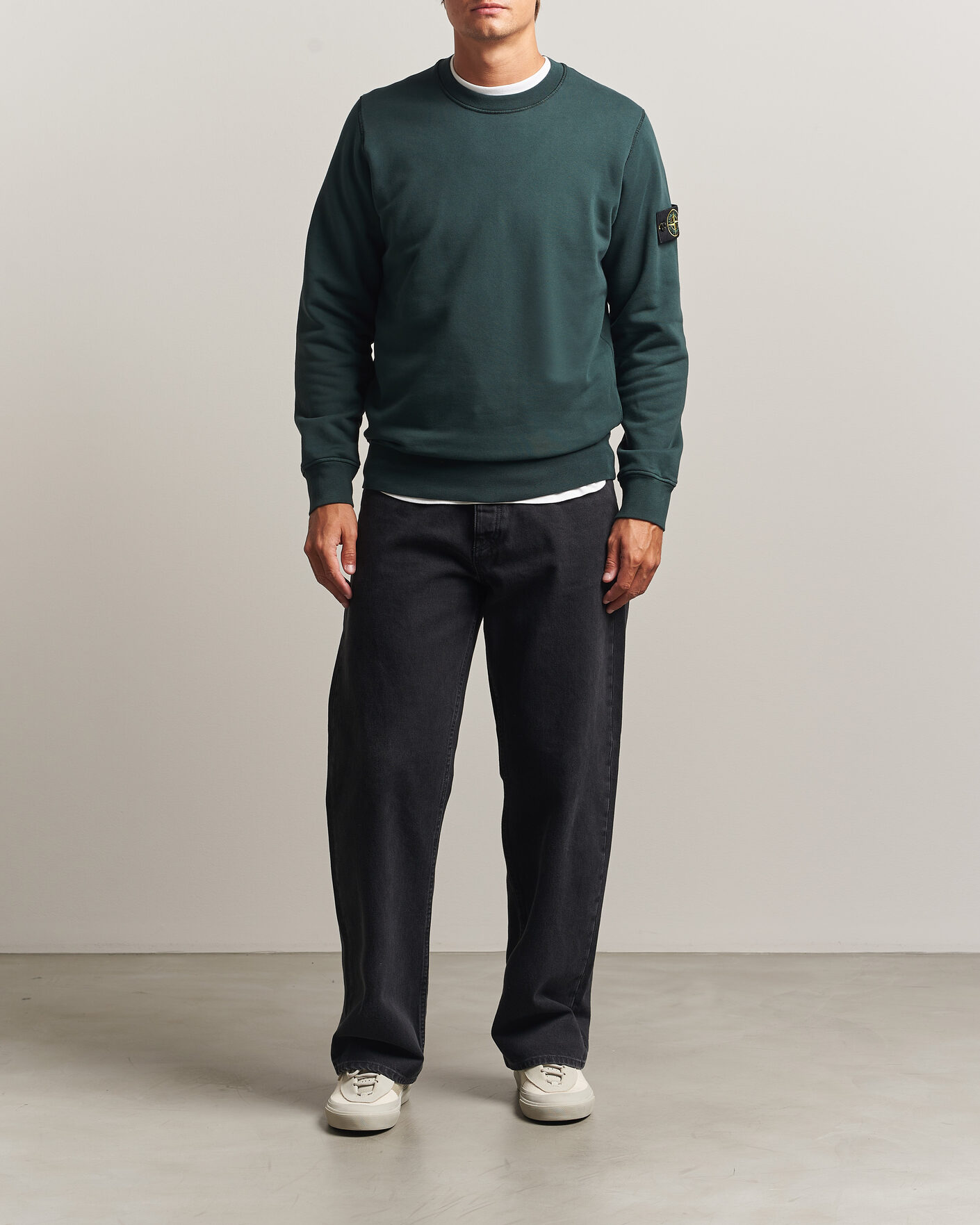 Mies | Puserot | Stone Island | Garment Dyed Fleece Sweatshirt Dark Green