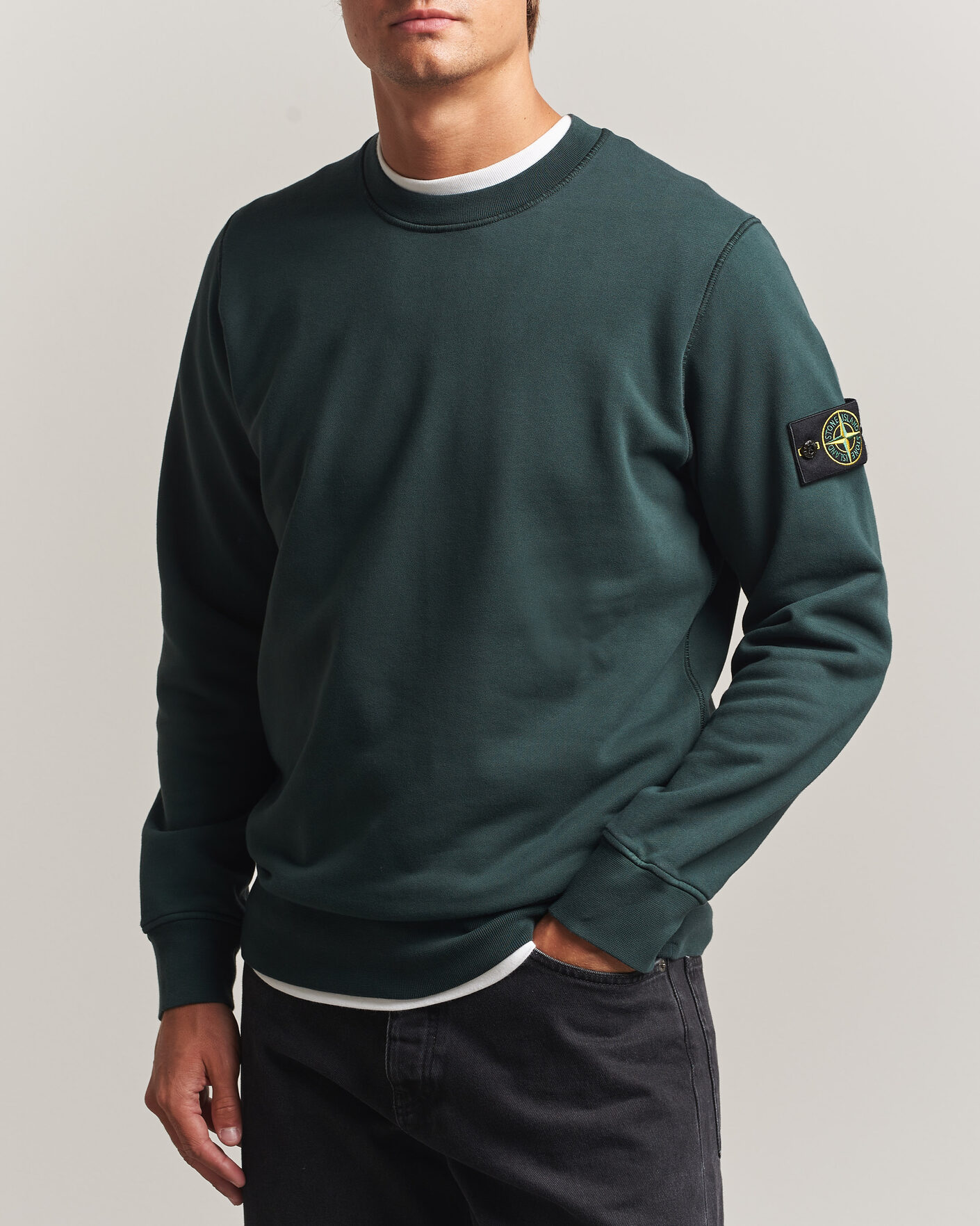 Mies | Puserot | Stone Island | Garment Dyed Fleece Sweatshirt Dark Green