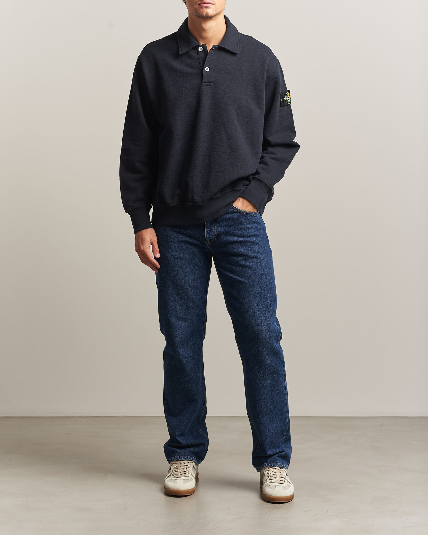 Mies | Puserot | Stone Island | Tubular Cotton Fleece Polo Navy Blue