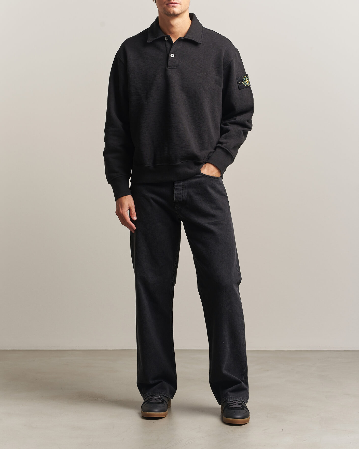Mies | Puserot | Stone Island | Tubular Cotton Fleece Polo Black