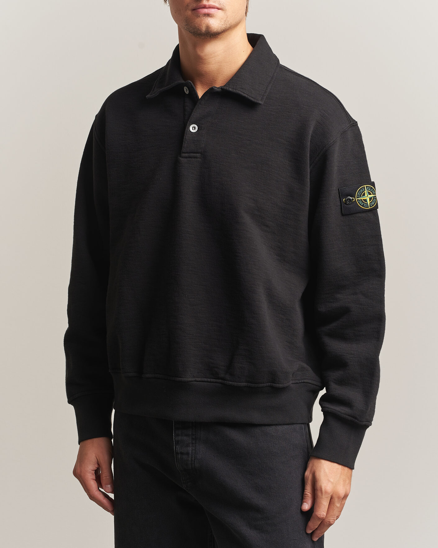 Mies | Puserot | Stone Island | Tubular Cotton Fleece Polo Black