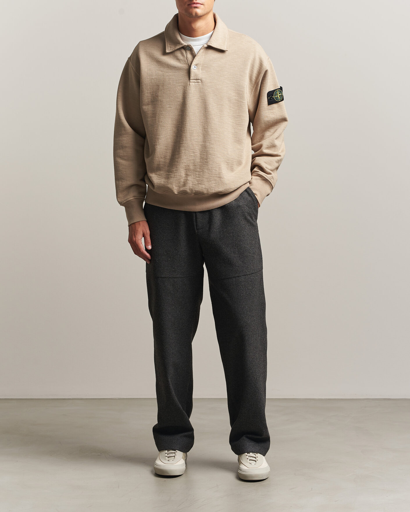 Mies | Puserot | Stone Island | Tubular Cotton Fleece Polo Biscuit