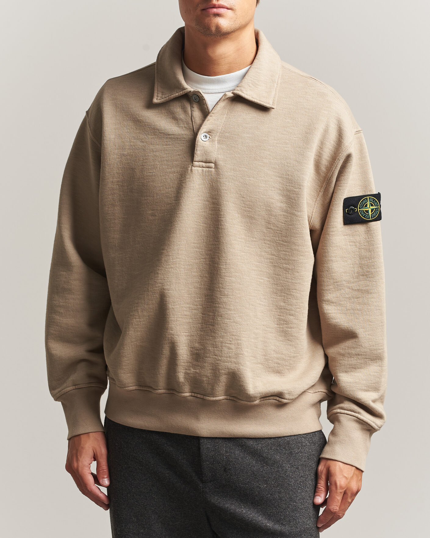 Mies | Puserot | Stone Island | Tubular Cotton Fleece Polo Biscuit