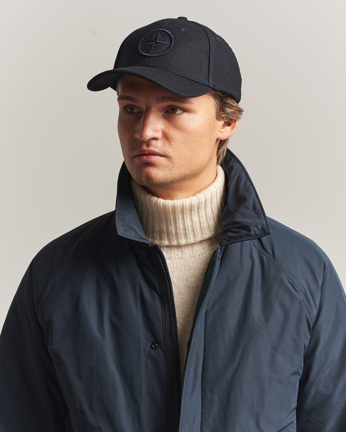 Mies | Päähineet | Stone Island | Wool/Nylon Flannel Cap Navy Blue