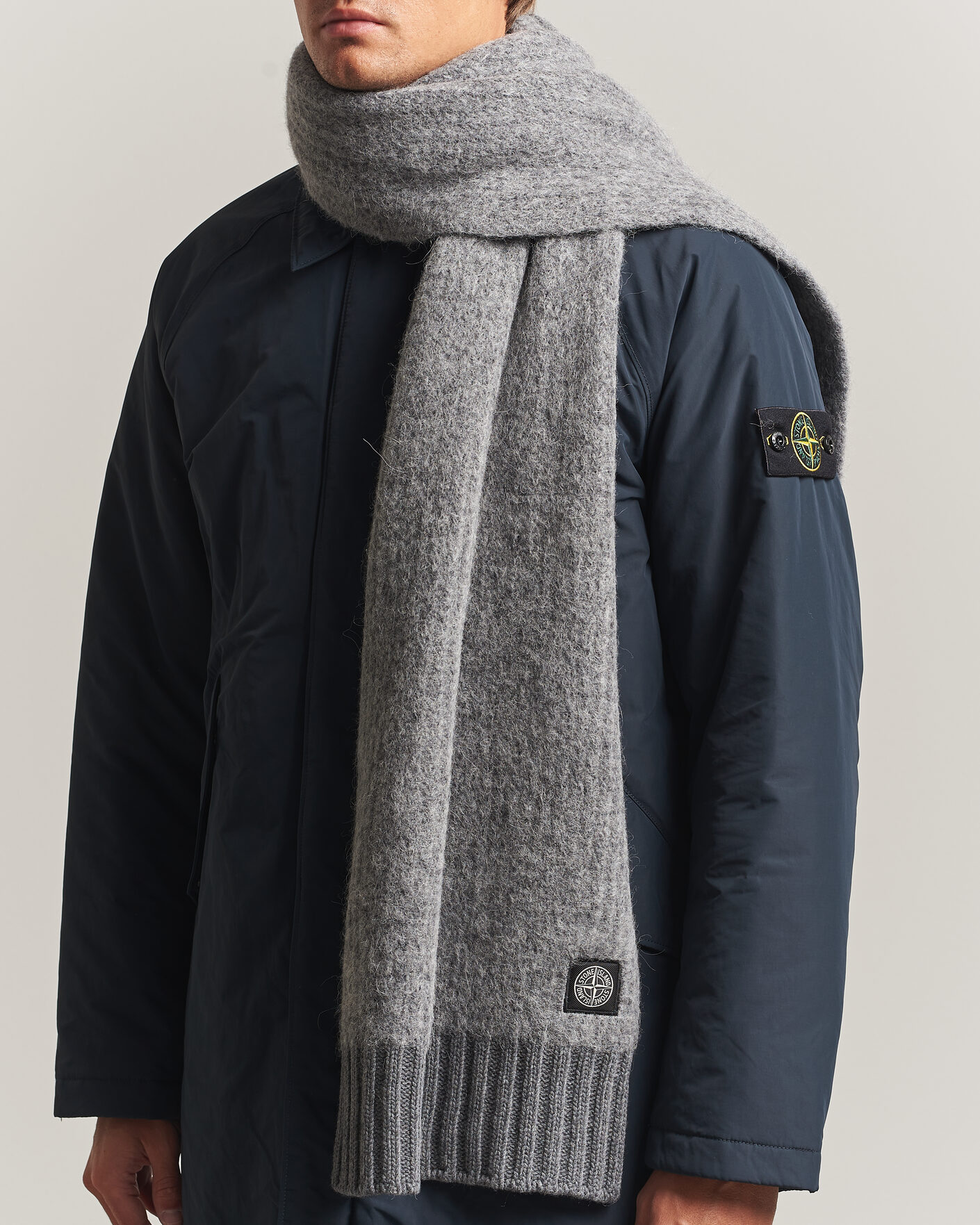 Mies | Kaulaliinat | Stone Island | Baby Alpaca Blend Scarf Grey Melange