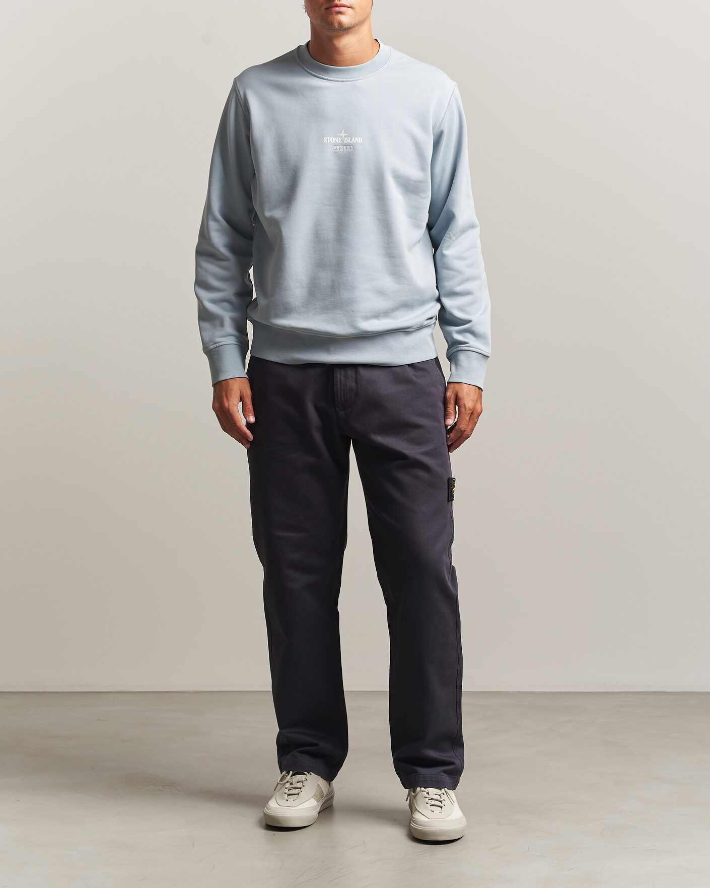 Mies | Puserot | Stone Island | Cotton Fleece Archivio Print Sweatshirt Ash Grey