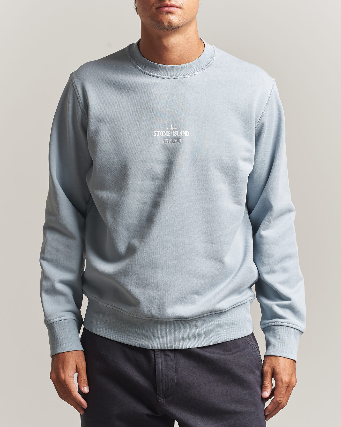Mies | Puserot | Stone Island | Cotton Fleece Archivio Print Sweatshirt Ash Grey