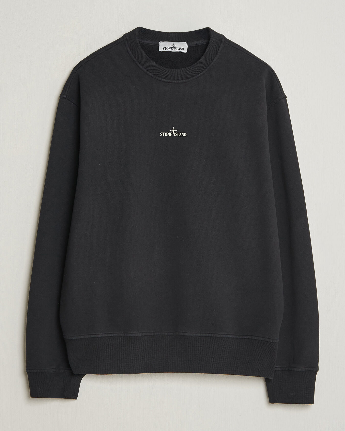 Mies | Puserot | Stone Island | Cotton Fleece Blurred Compas Print Sweatshirt Black